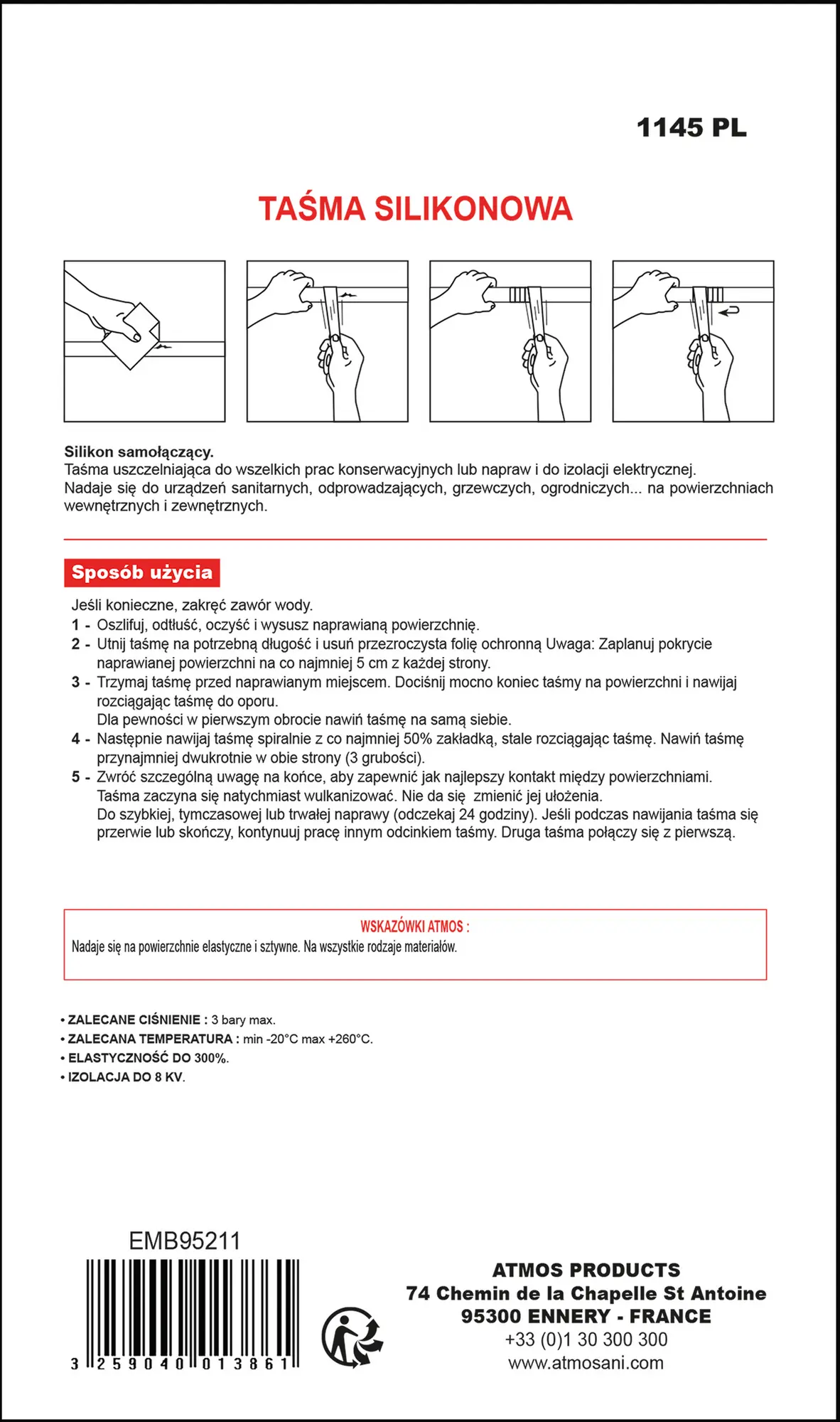Taśma uszczelniająca ATMOS EXTREME CZERWONA ATMOS - 2