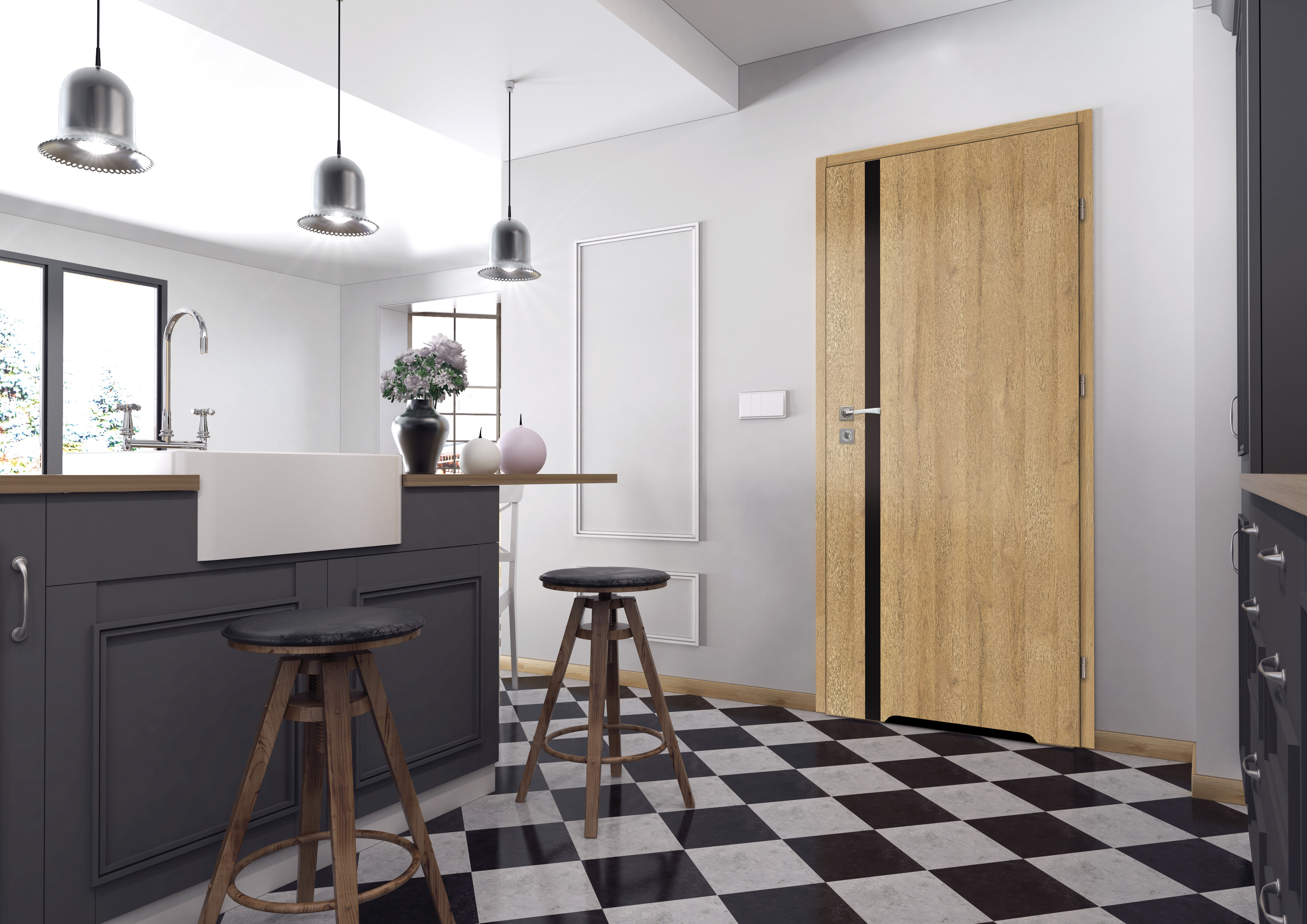 Drzwi wewnętrzne łazienkowe z podcięciem wentylacyjnym Tora 90 prawe Dąb Bawaria Artens - 2