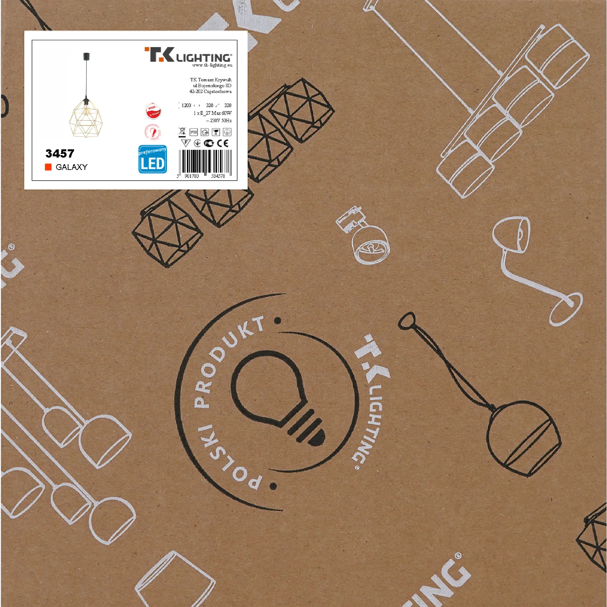 Lampa wisząca Galaxy złota E27 TK Lighting - 6