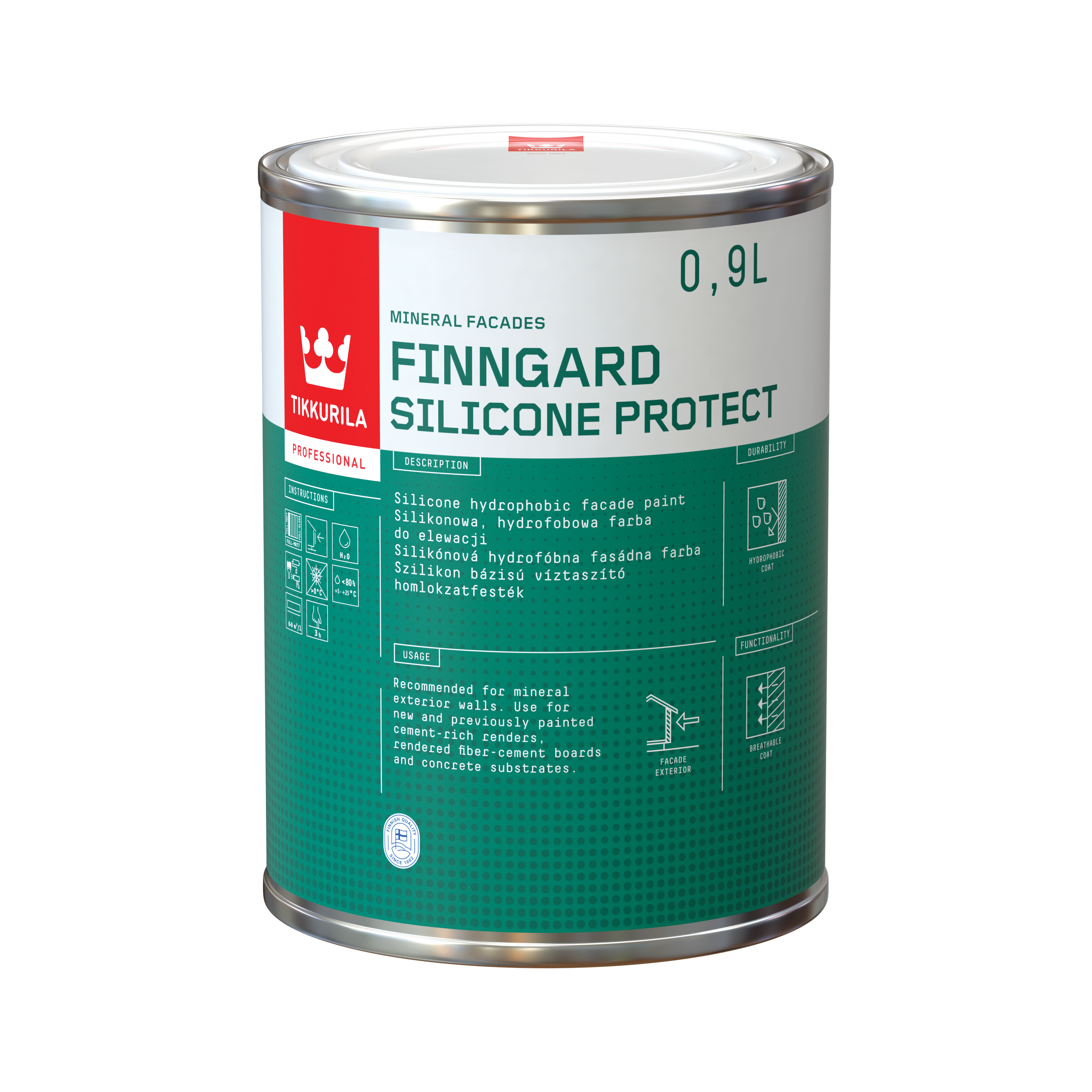 Farba elewacyjna Tikkurila Finngard Silicone Protect 0.9 l Baza AP
