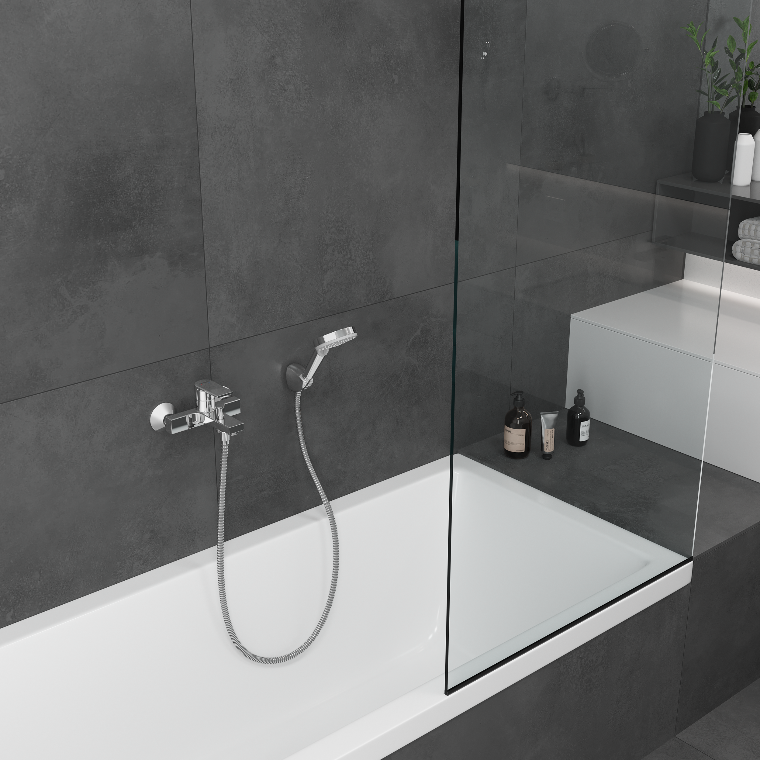 Zestaw prysznicowy punktowy rączka, wąż i uchwyt chromowany Blend Ecosmart HANSGROHE - 4