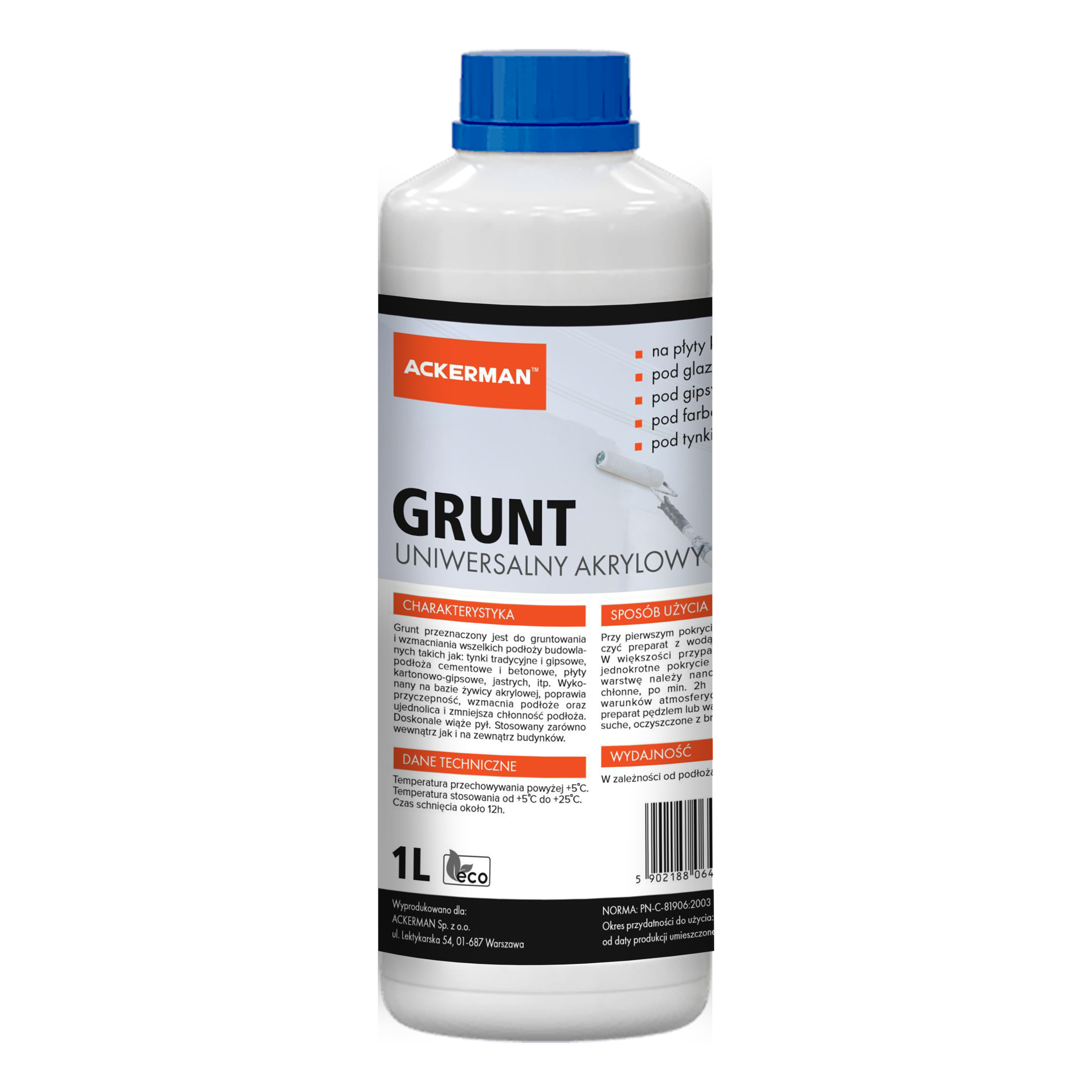 Grunt akrylowy uniwersalny gotowy 1 litr Ackerman