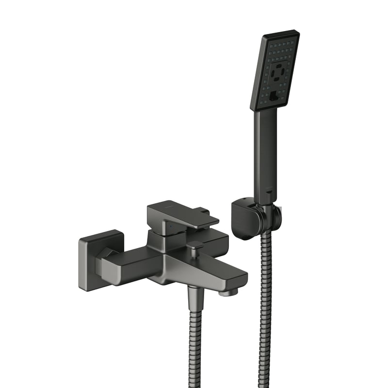 Bateria wannowa z zestawem prysznicowym grafitowa Saxon Omnires