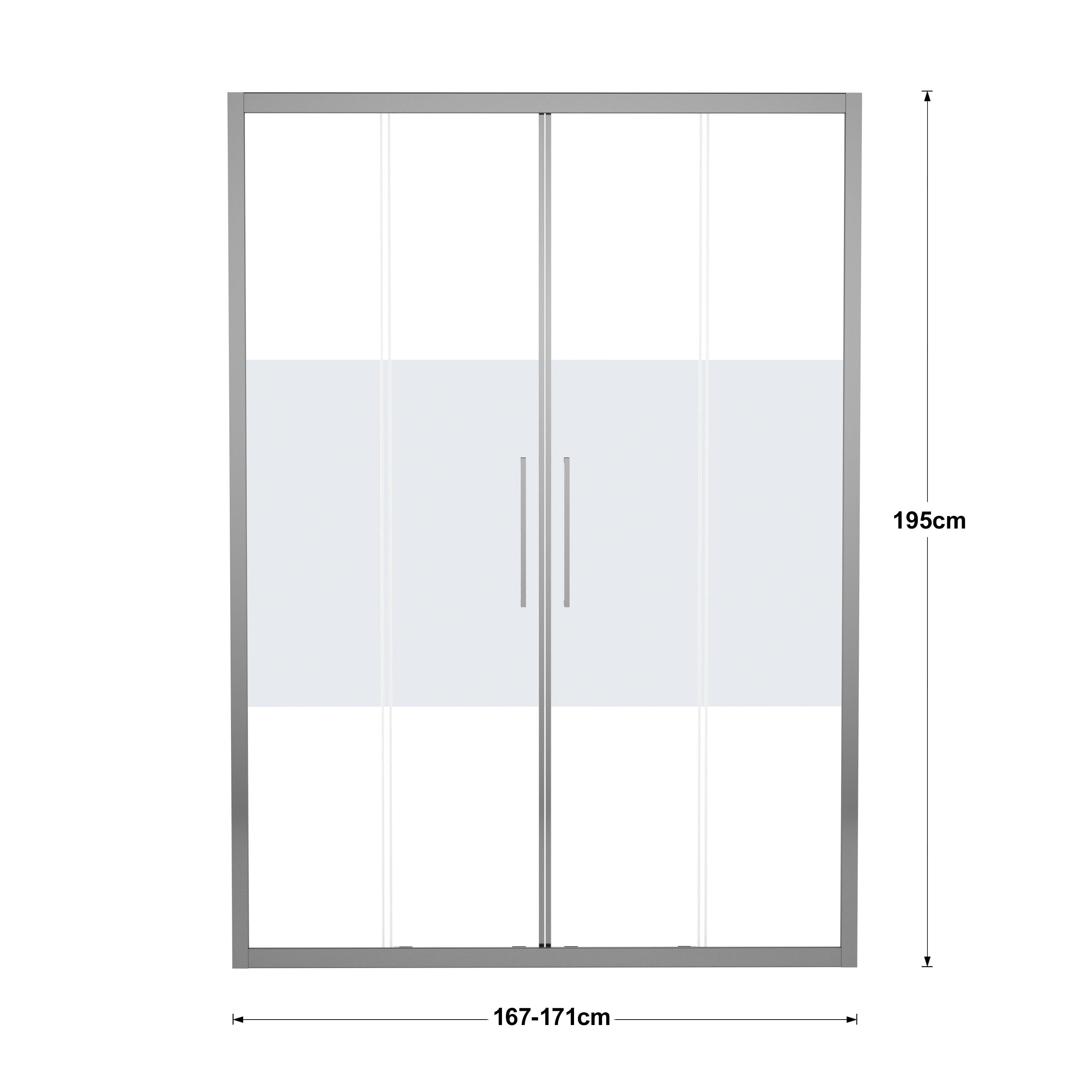 Porta doccia scorrevole L 167-171 cm x H 195 cm per nicchia in vetro smerigliato SP. 6 mm, profilo lucido cromo, serie Record - 3
