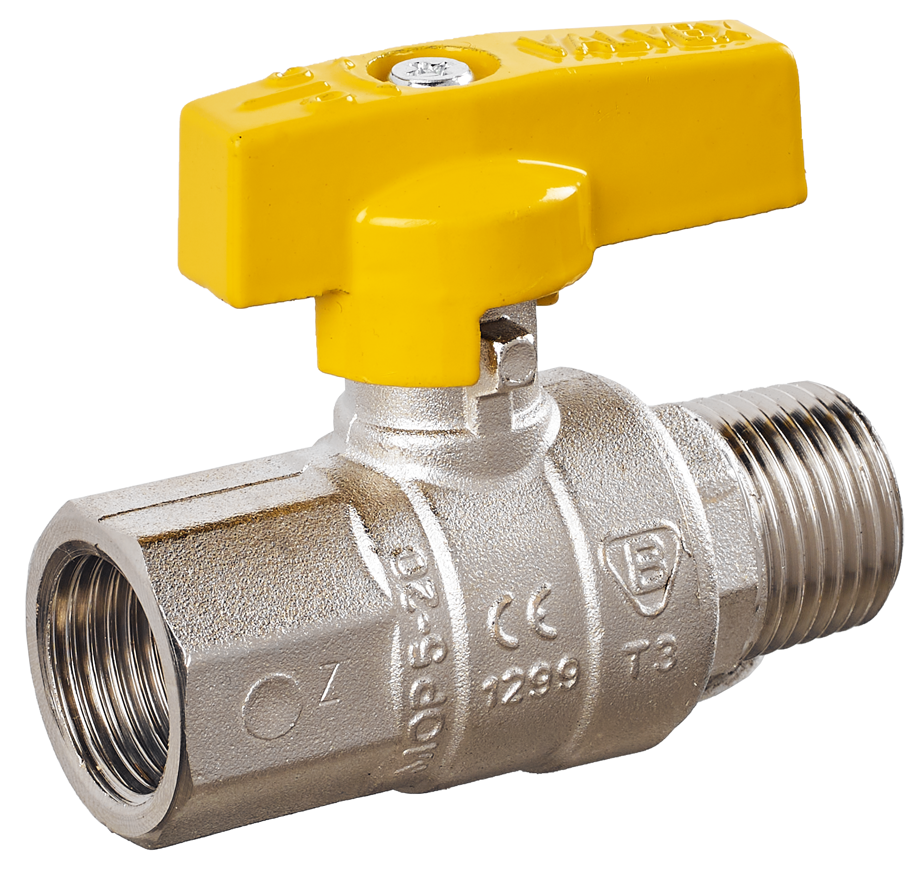 Zawór kulowy gazowy GW1/2" x GZ1/2" z motylkiem VALVEX