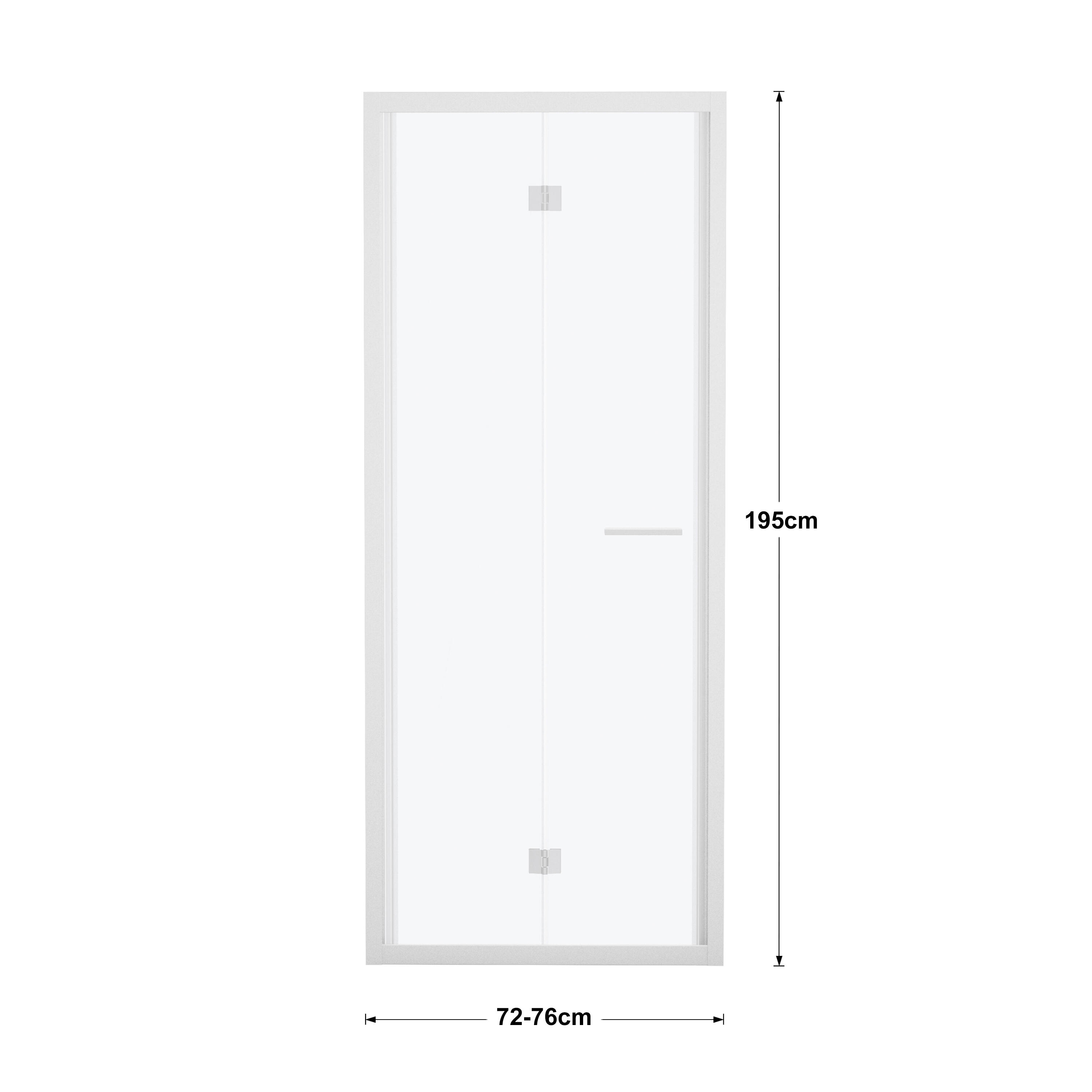 Porta doccia pieghevole L 72-76 cm x H 195 cm per nicchia in vetro smerigliato SP. 6 mm, profilo opaco bianco, serie Record - 4