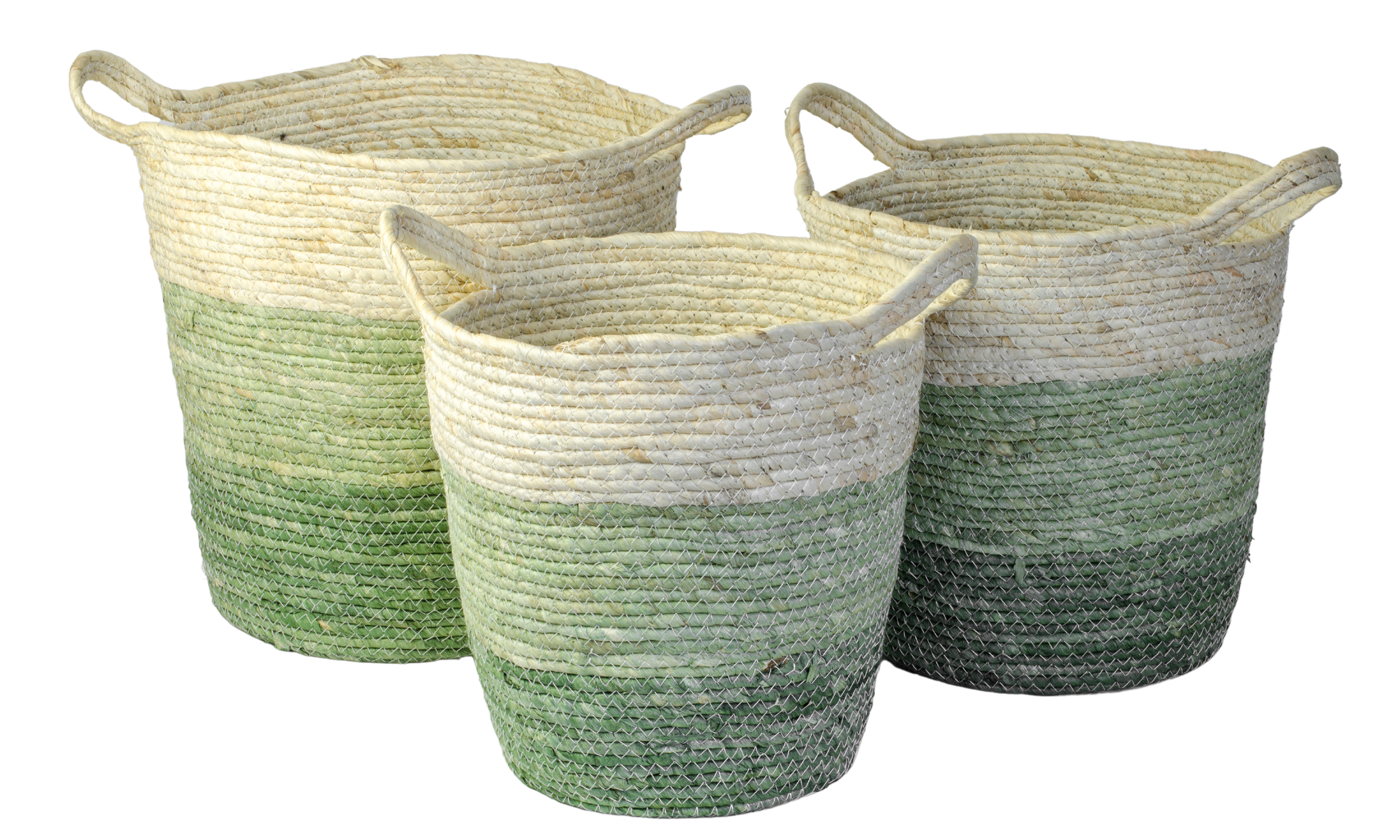 Osłonka doniczki kosz pleciony 33 cm boho zielony - 2