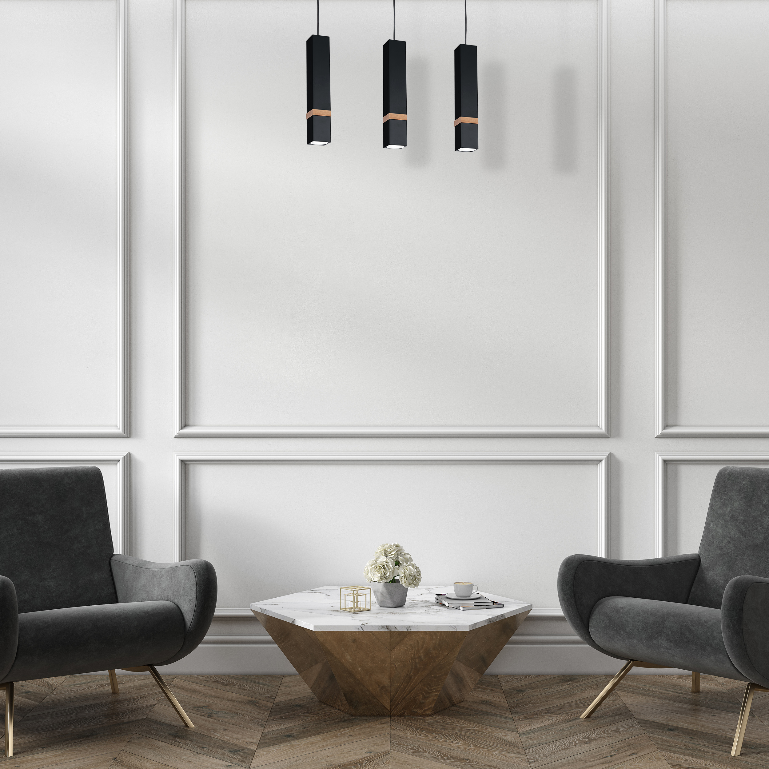 Lampa wisząca Vidar czarna 3 x GU10 Eko-Light - 3