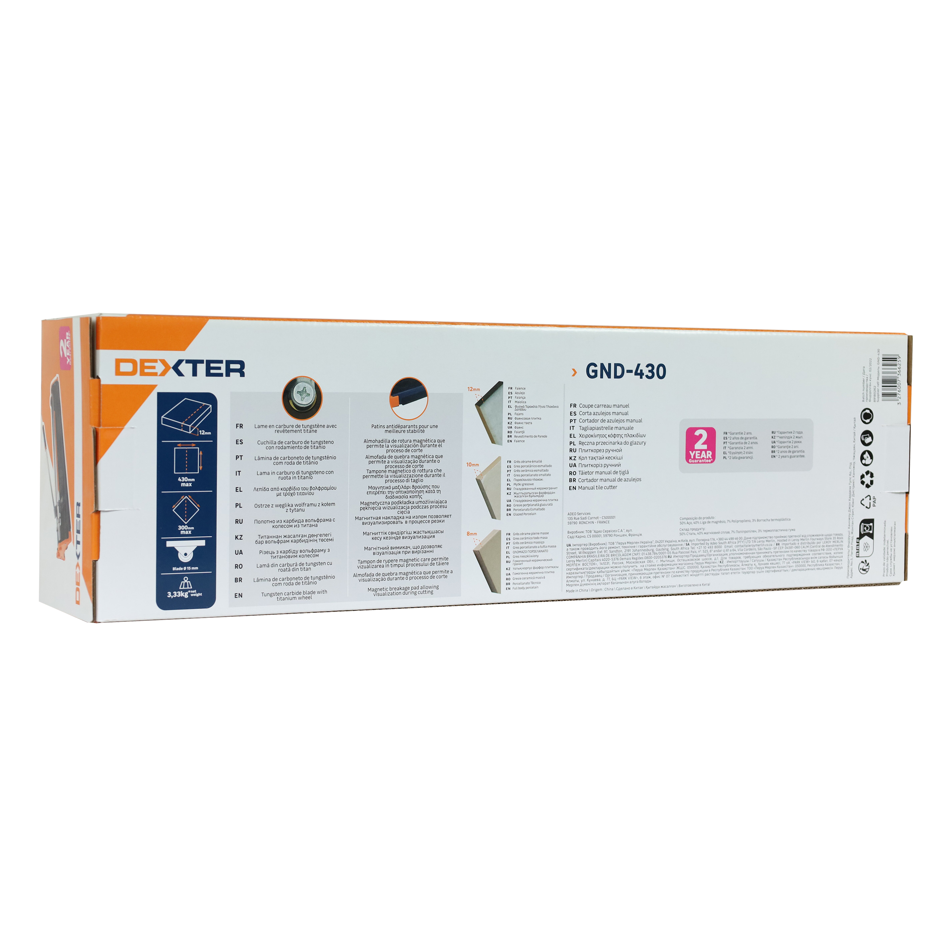 Cortador de cerâmica manual 430 mm Dexter - 11