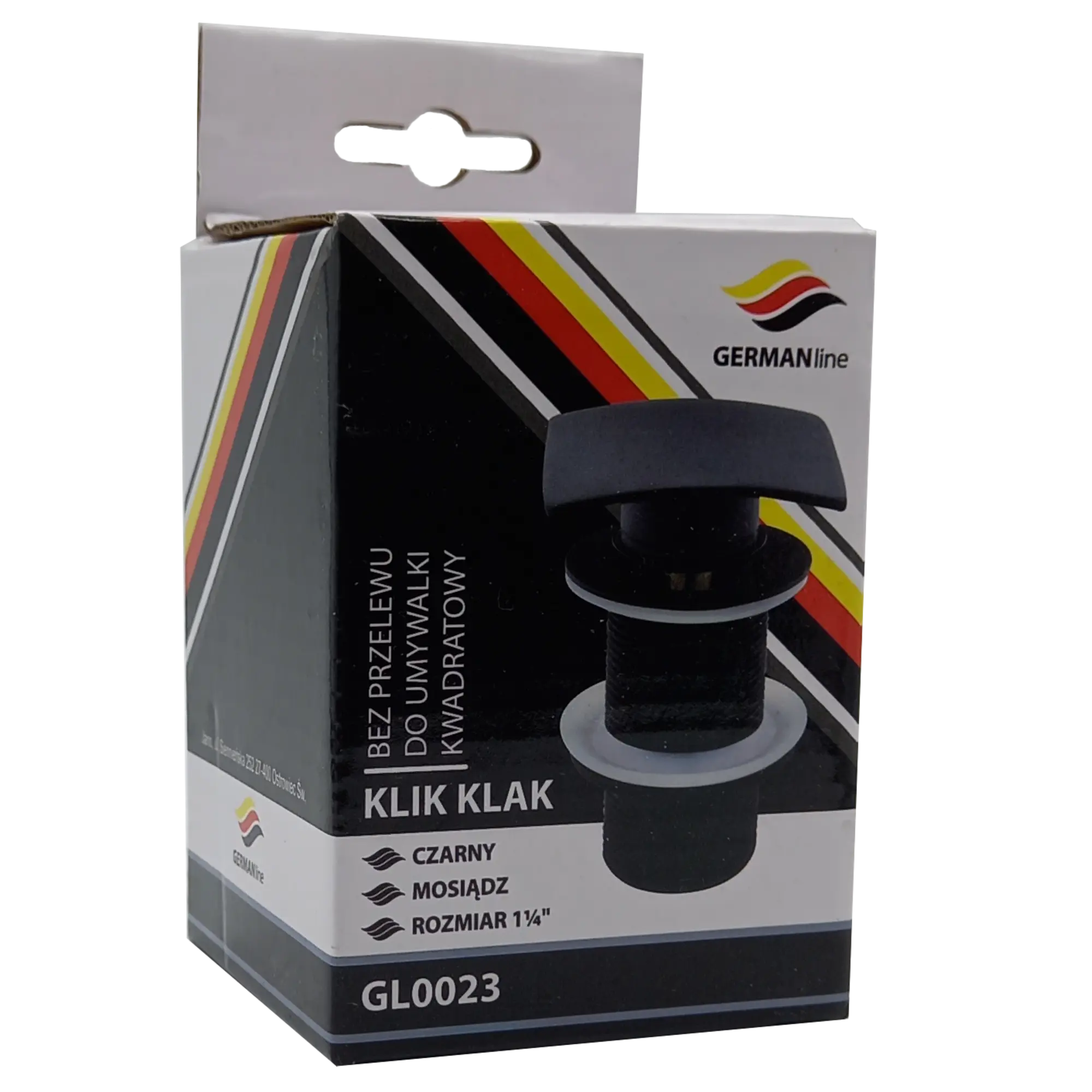 Korek umywalkowy KLIK - KLAK kwadratowy bez przelewu czarny GL0023 GERMANLINE - 2
