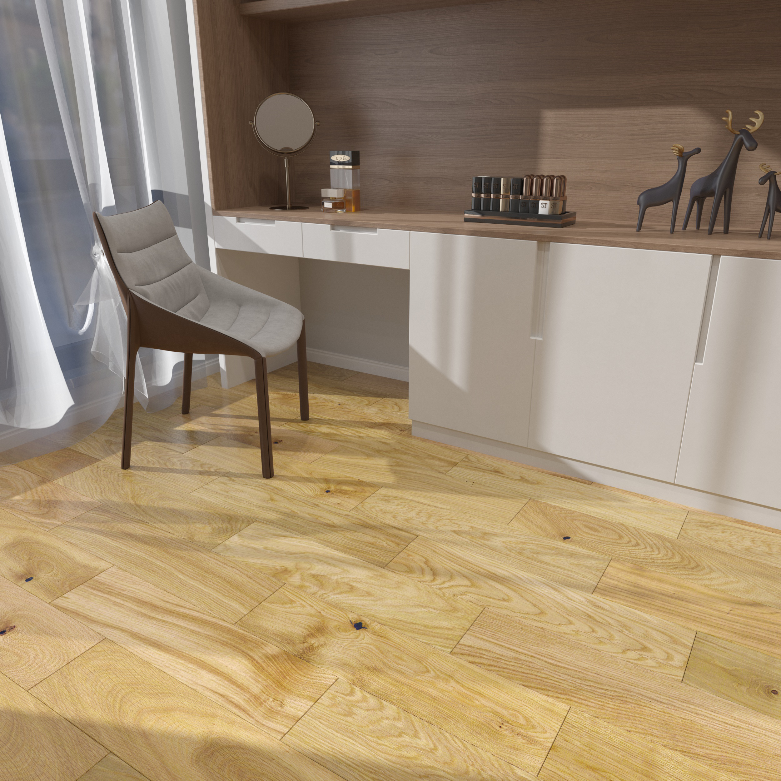 Podłoga drewniana deska trójwarstwowa Dąb 1-lamelowa lakier matowy naturalny 14 mm Barlinek - 2