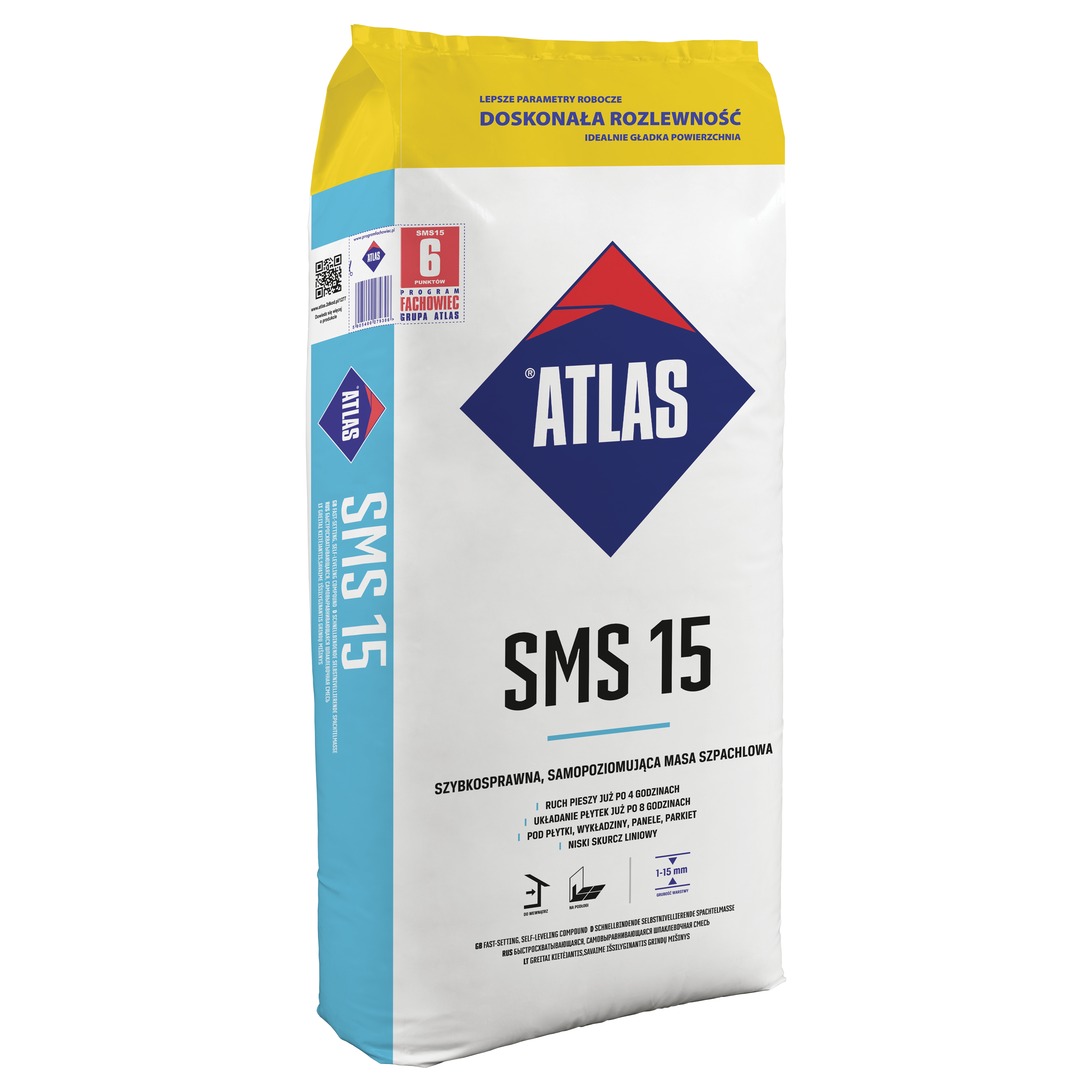 Masa szpachlowa samopoziomująca szybkosprawna SMS 15 25 kg Atlas