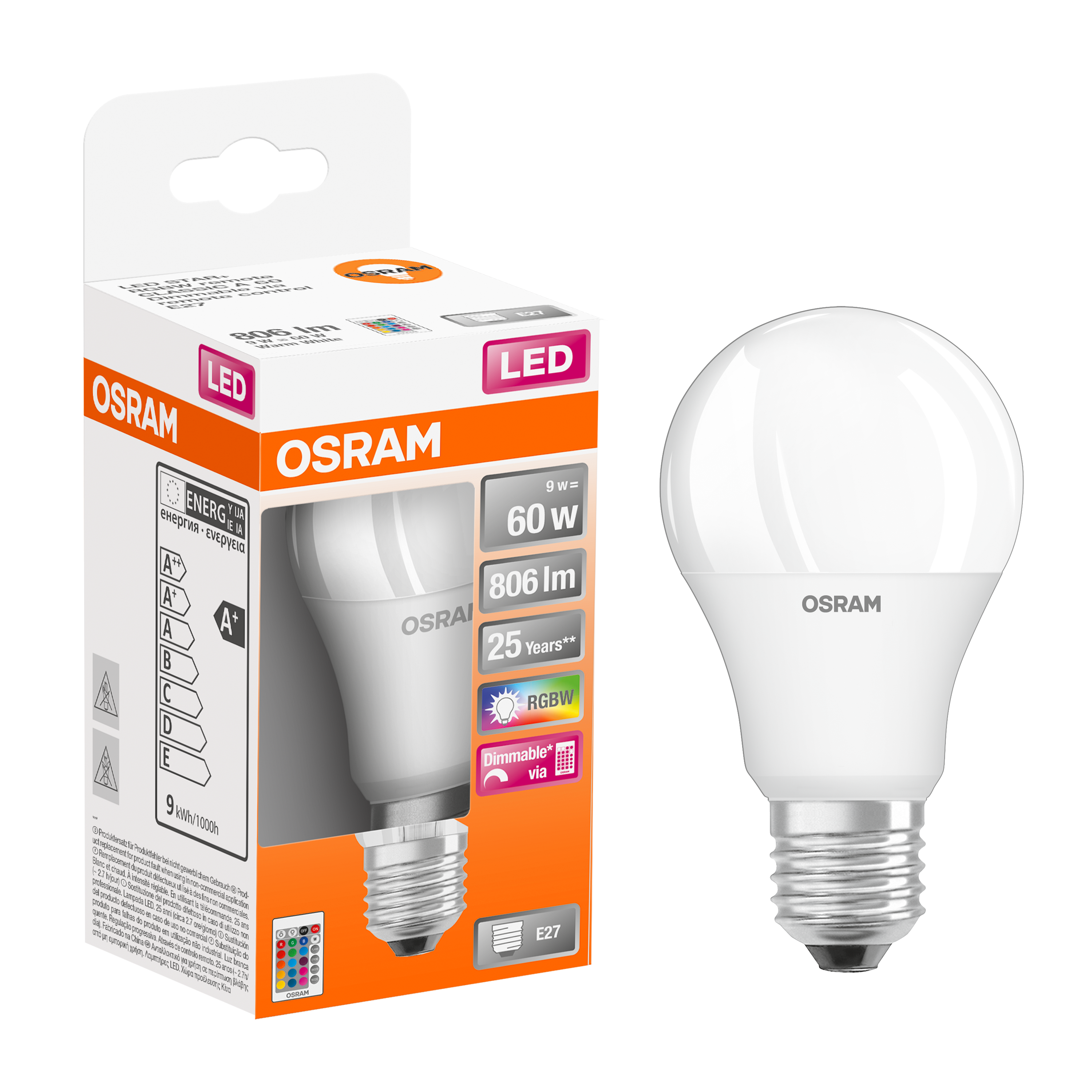 Lampadina LED RGBW Dimmerabile A60 E27/8,5W/230V 2200-6500K CRI 90 Wi Fi Rc Wiz - Foto 10