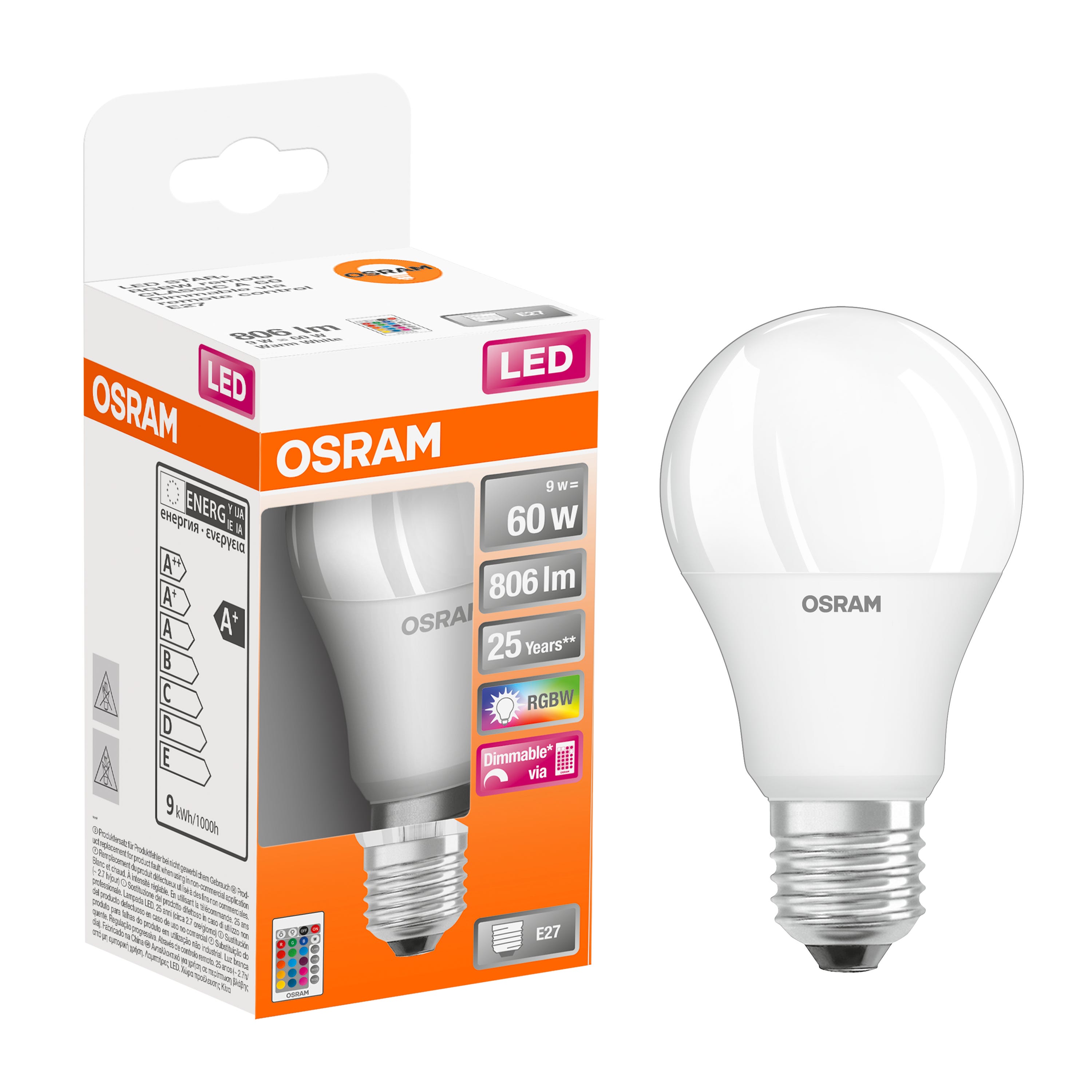 Lampadina LED RGBW Dimmerabile A60 E27/8,5W/230V 2200-6500K CRI 90 Wi Fi Rc Wiz - Foto 10