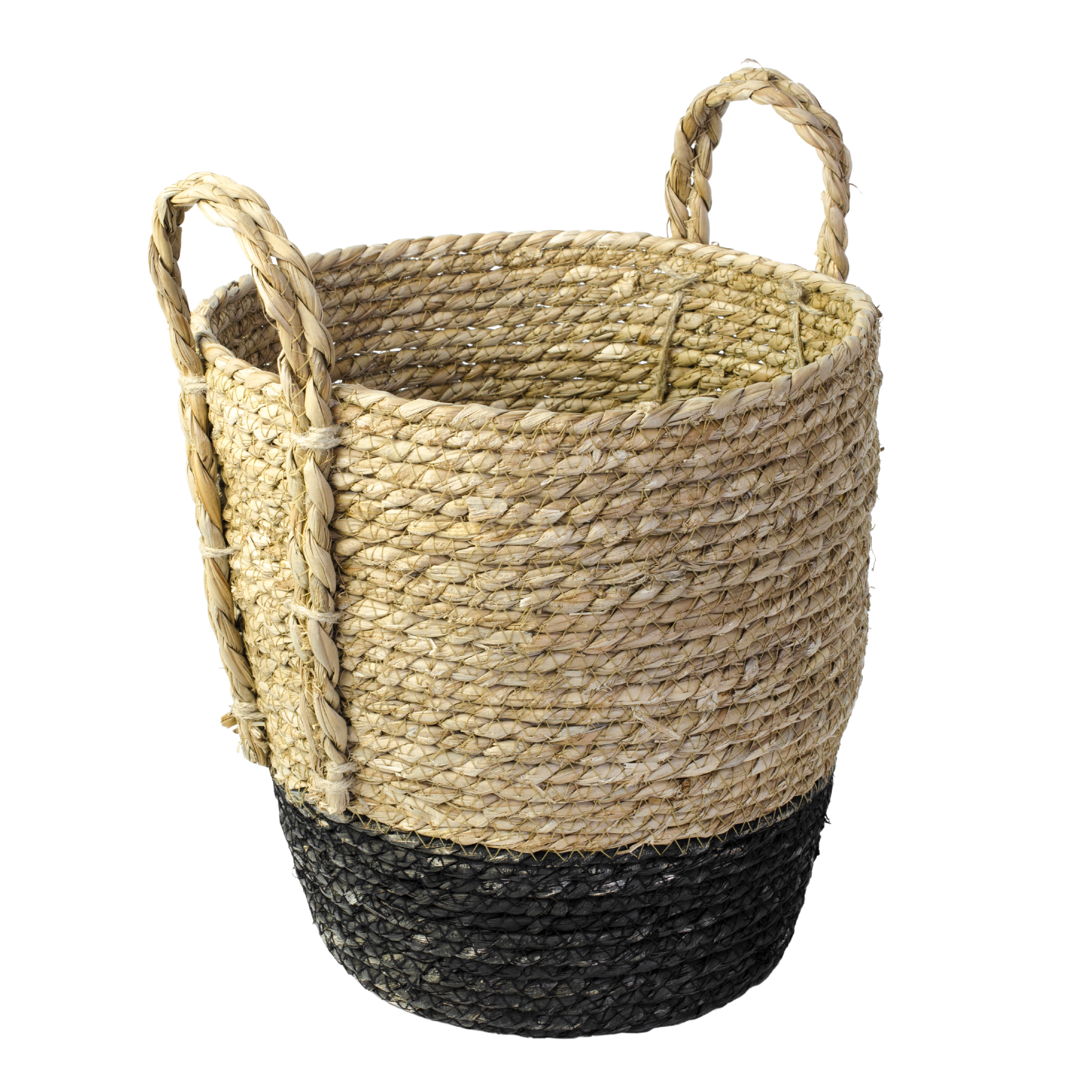 Osłonka doniczki kosz pleciony 32cm boho z czarnym