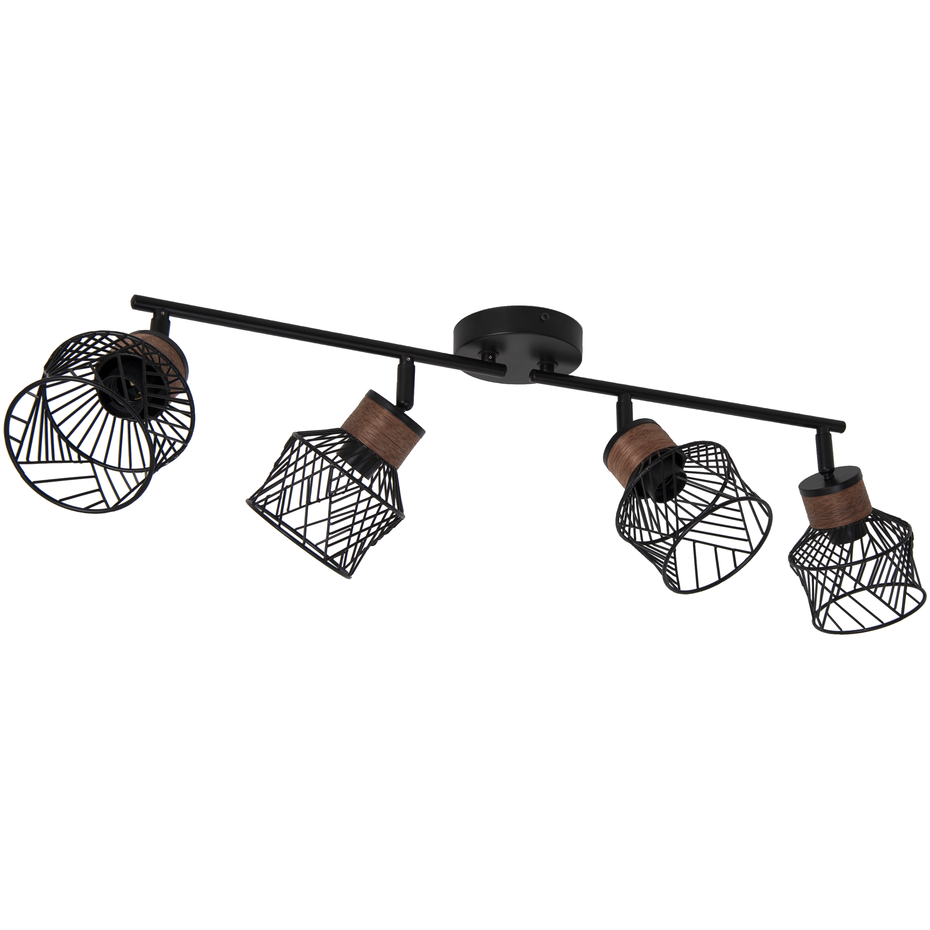 Listwa reflektorowa Kanel czarna z drewnem E27 Inspire