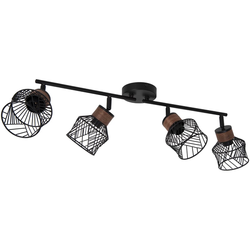 Listwa reflektorowa Kanel czarna z drewnem E27 Inspire