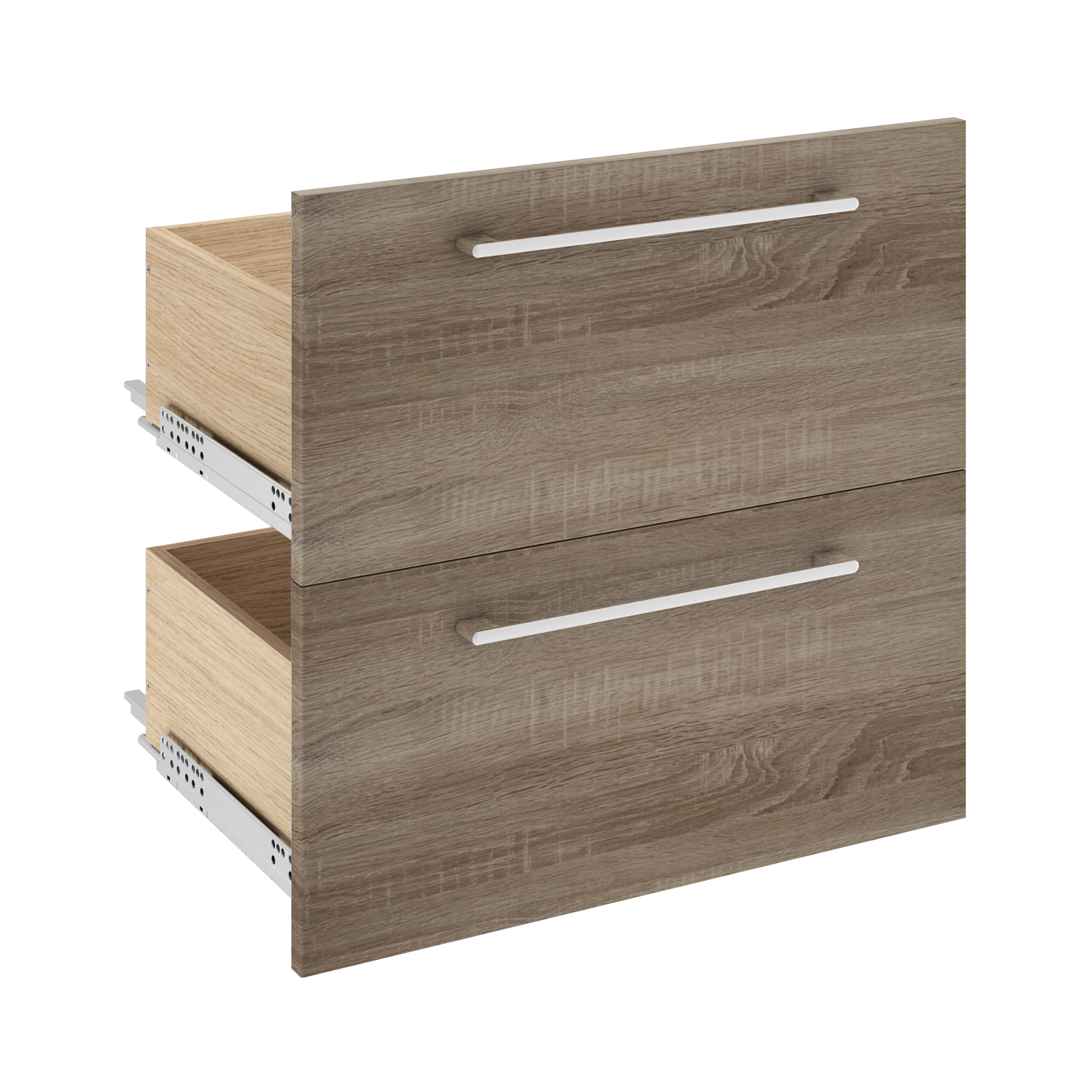 2 cajones roble gris de 60x28.5x46cm