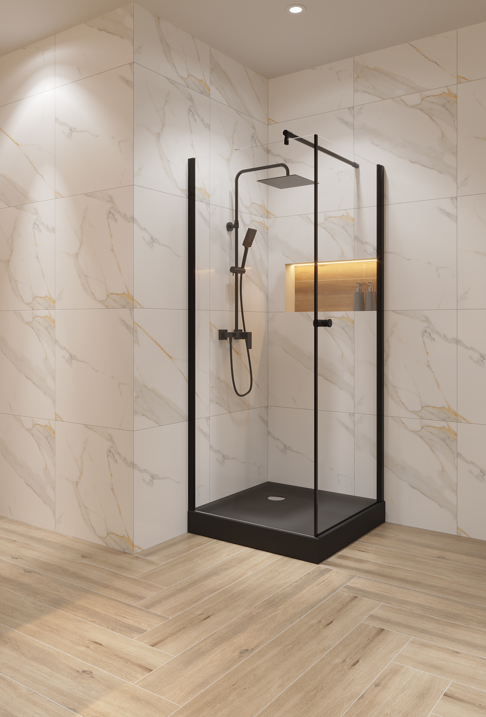Brodzik Zintegrowany Kwadratowy Sensea Frigo 90 x 90 x 12 cm Czarny Kamień - 5