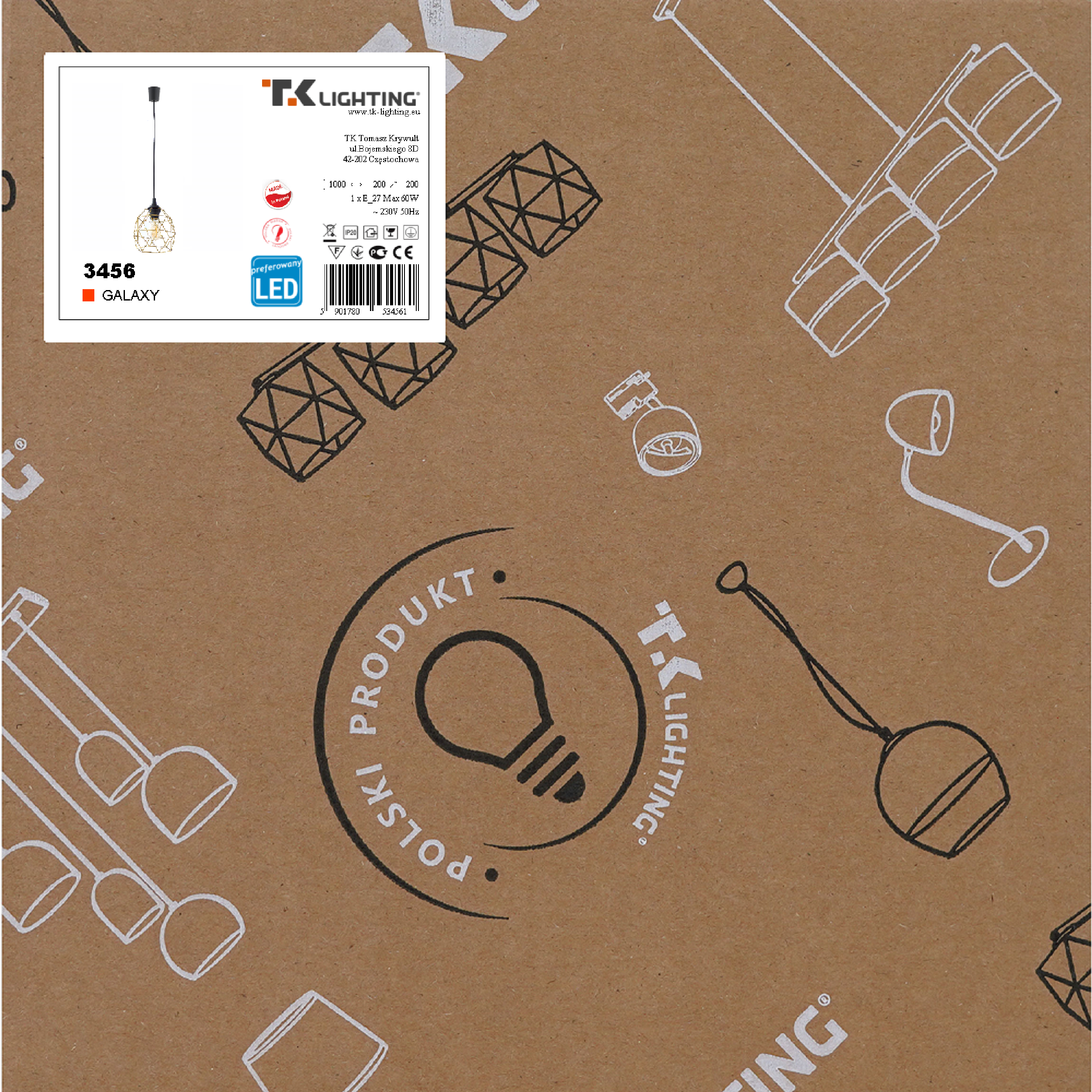 Lampa wisząca Galaxy złota E27 TK Lighting - 6