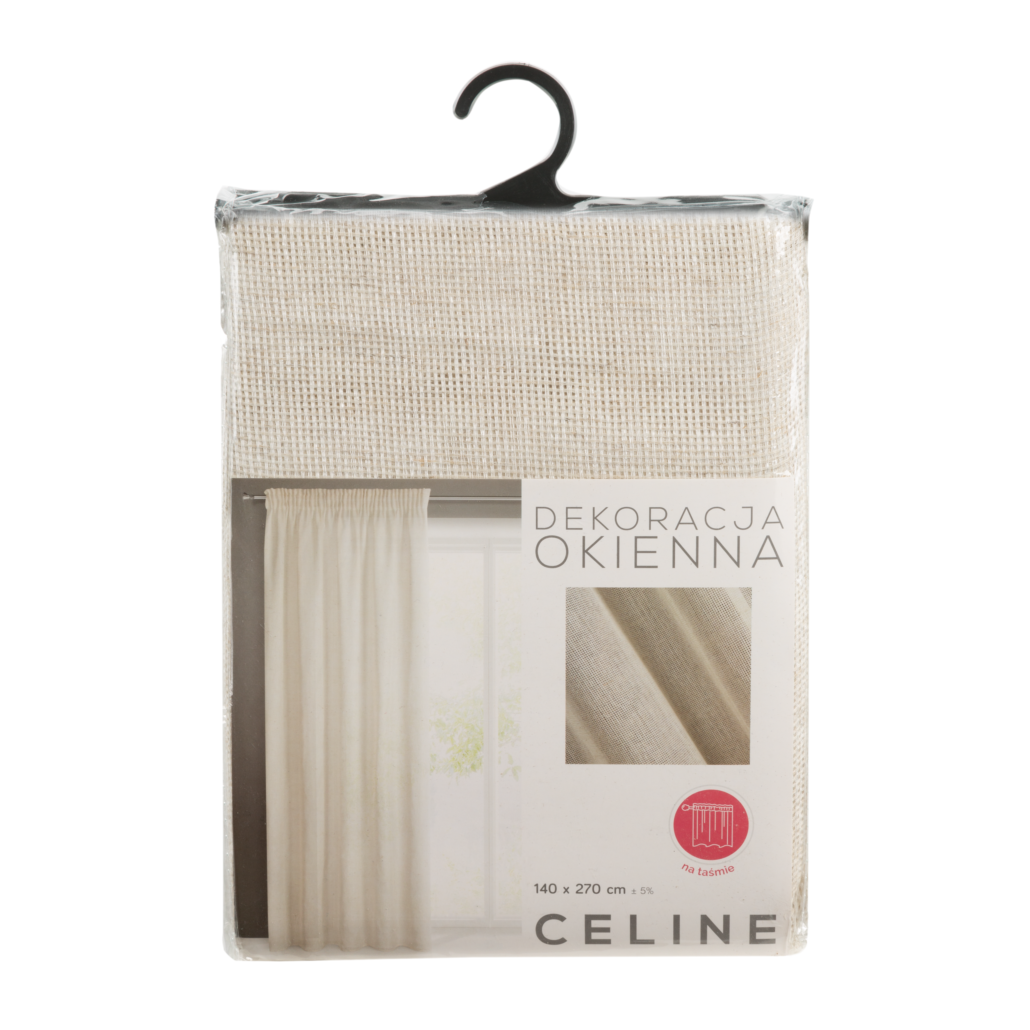 Firana na taśmie Celine 140 x 270 cm beżowa - 7