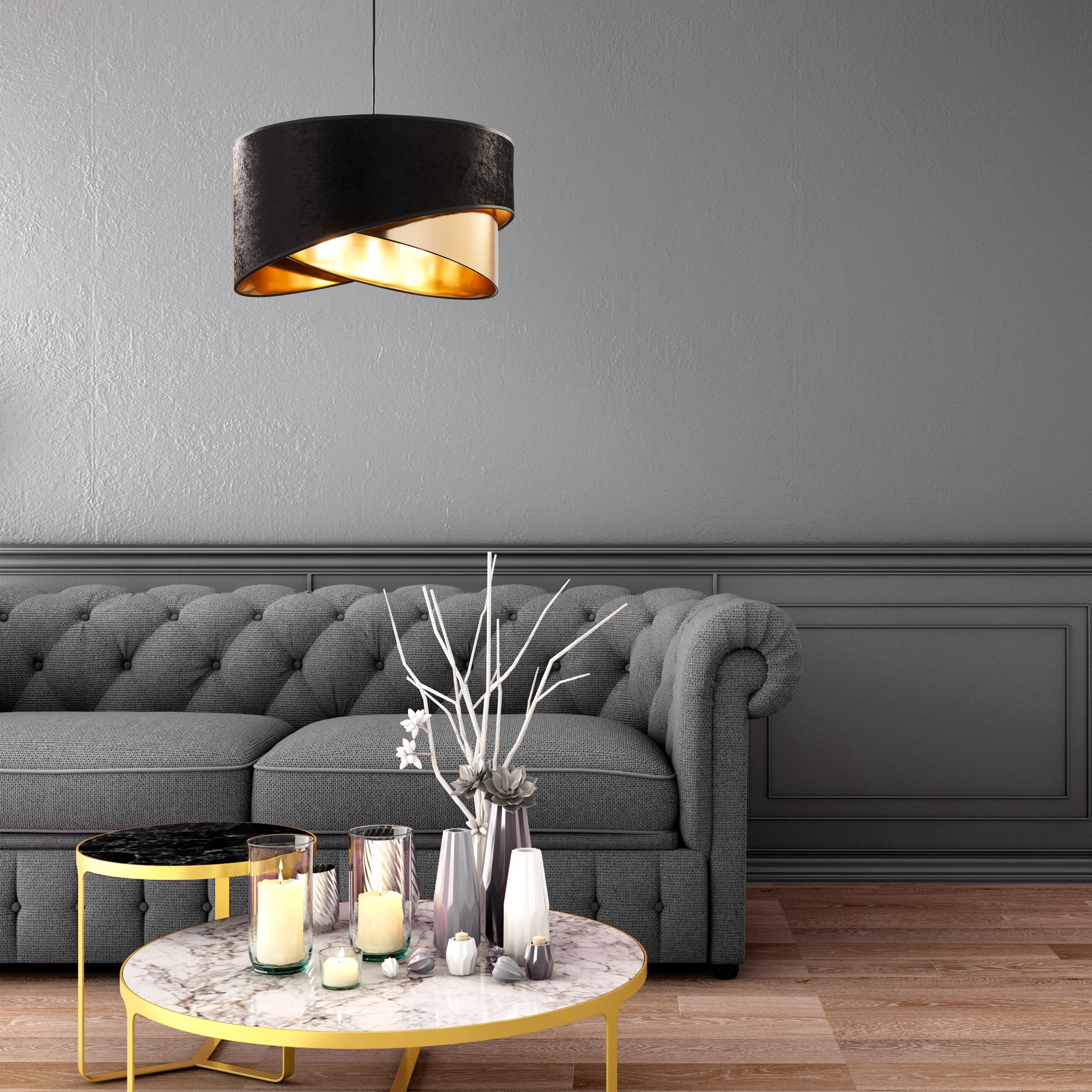 Lampa wisząca Tercio czarno-złota 3 x E27 TK Lighting - 3