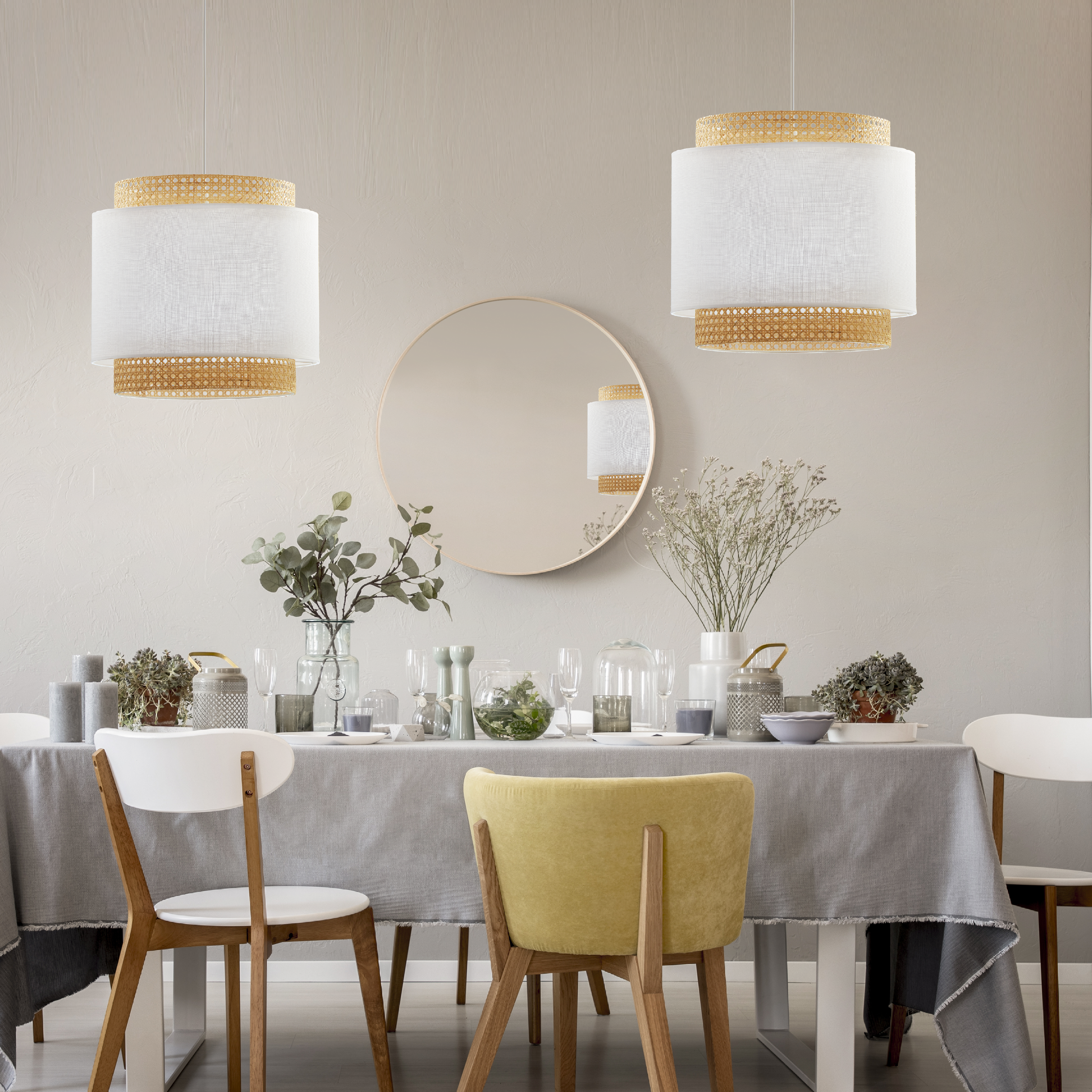 Lampa wisząca Boho biała z rattanem E27 TK Lighting - 5