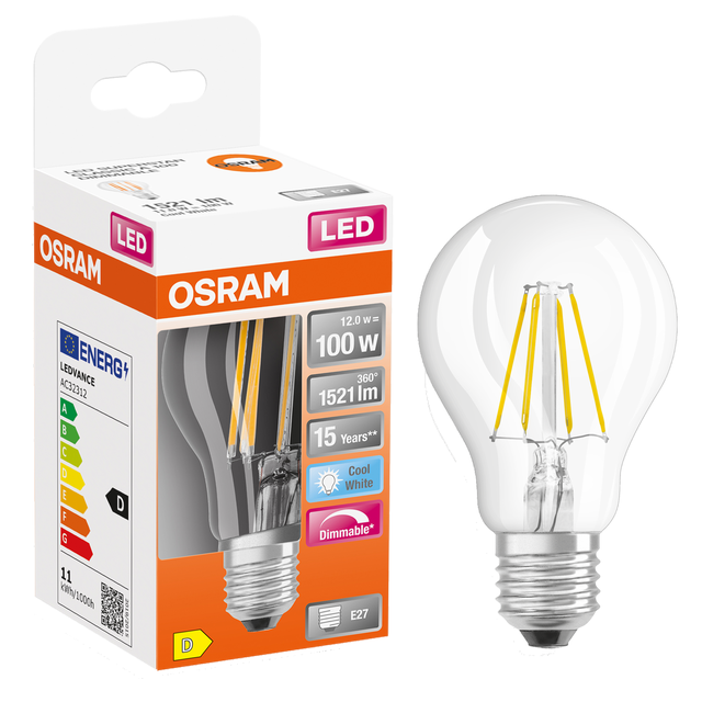 Żarówka LED E27 12 W = 100 W 1521 lm Neutralna biel Osram