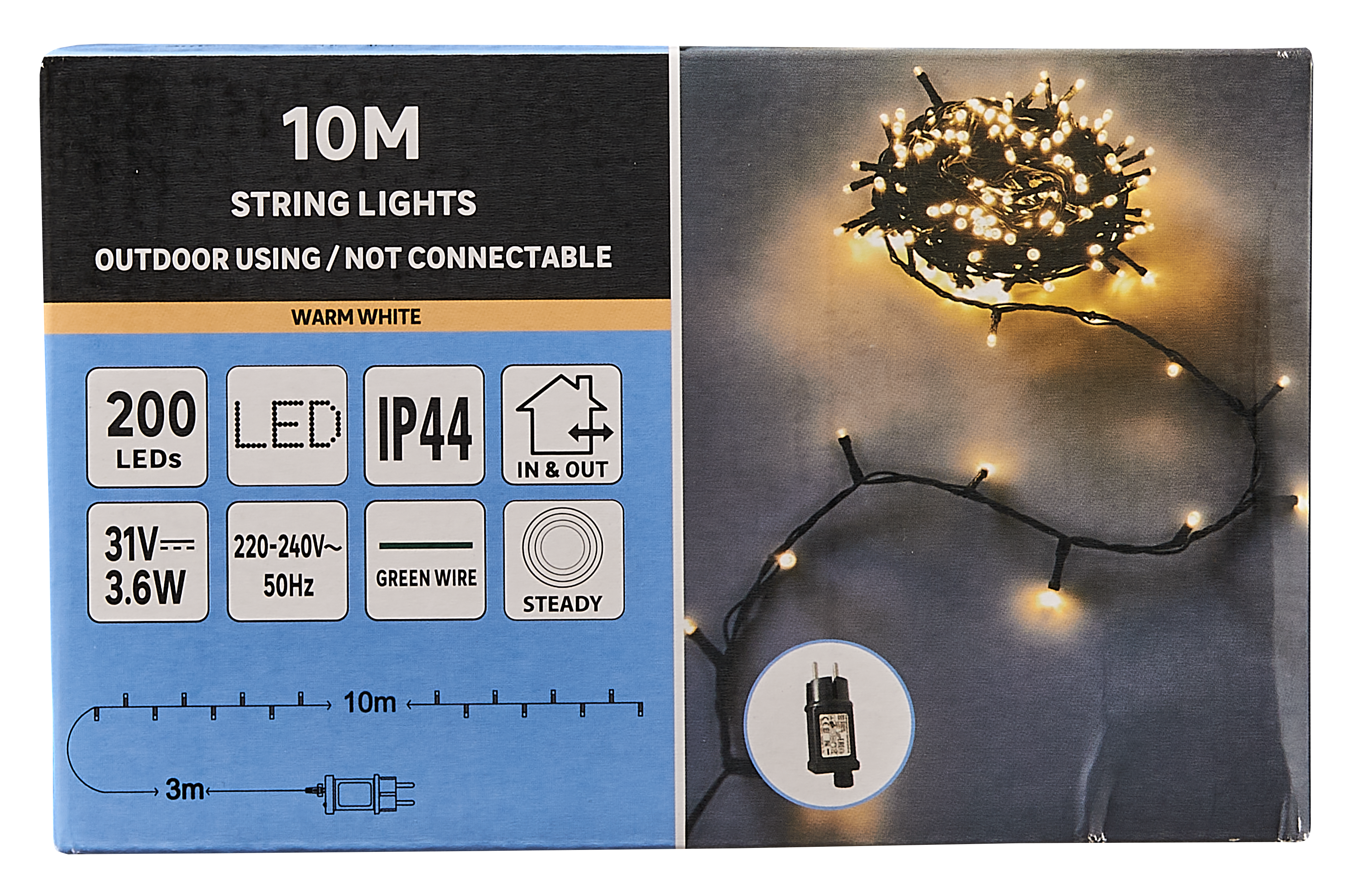 Lampki choinkowe zewnętrzne 10m 200 LED ciepła biel - 5