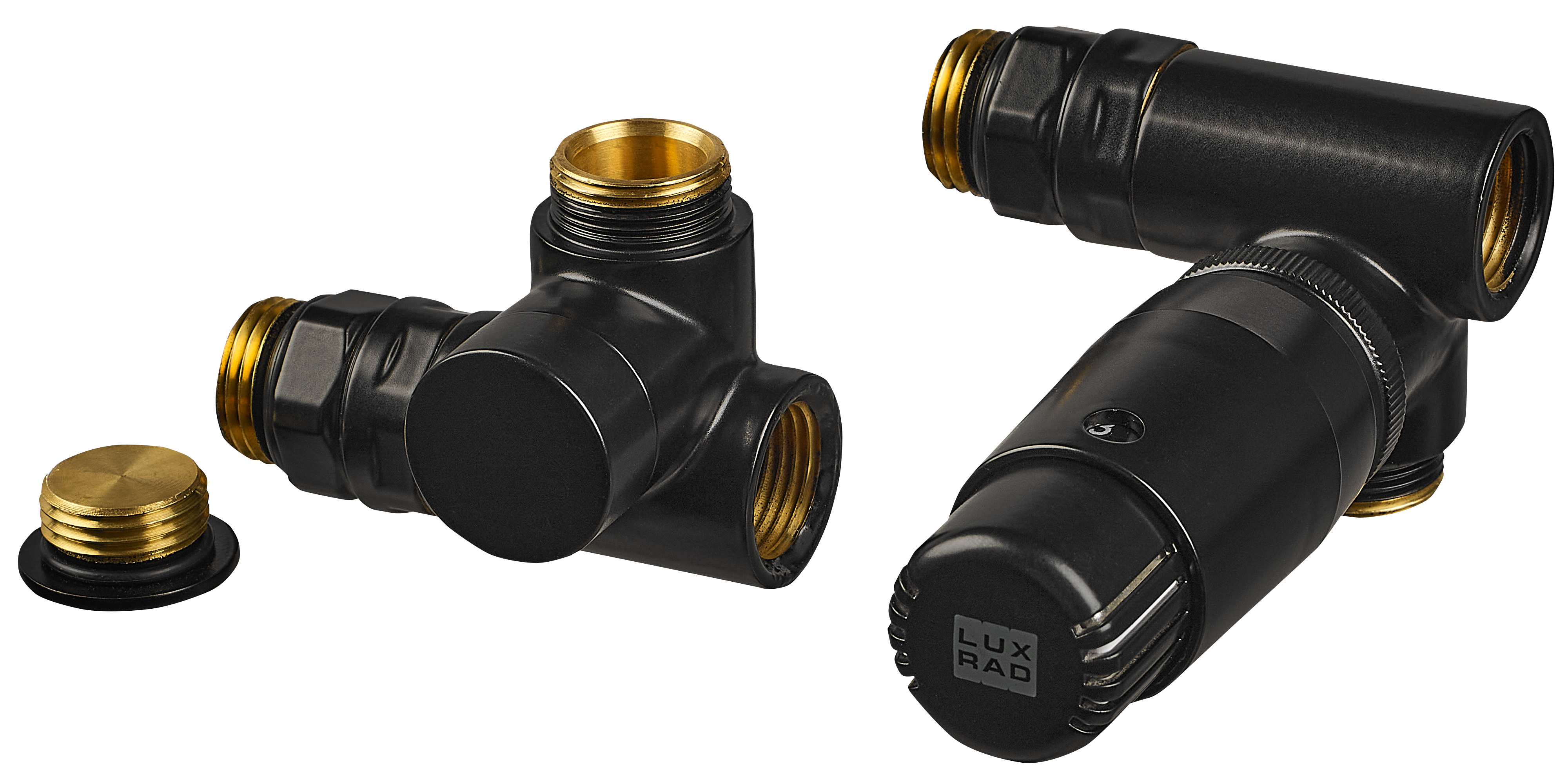 Zestaw termostatyczny TRÓJNIK LEWY 1/2" czarny mat LUXRAD
