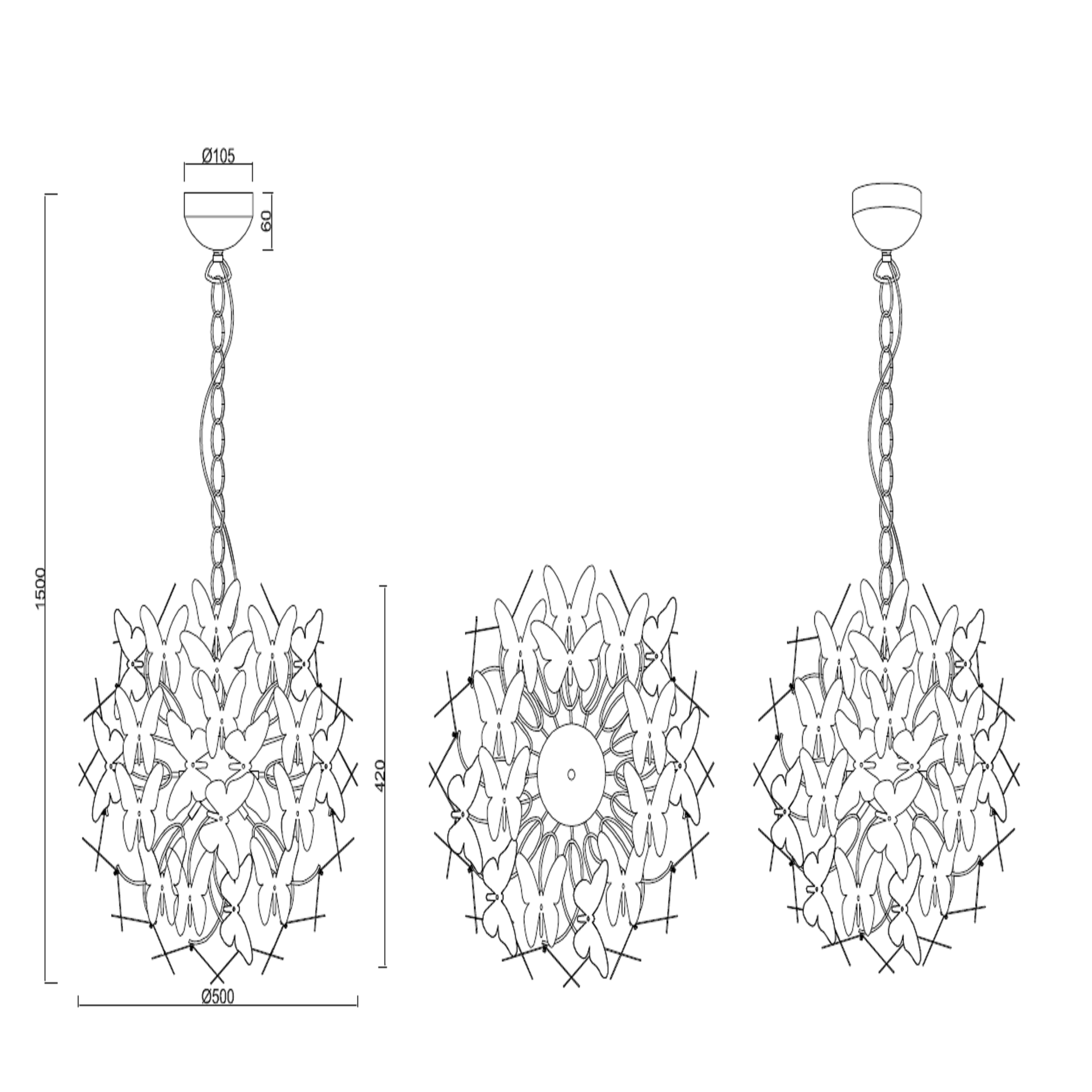 Lampa wisząca Butterfly E27 multicolor Reality - 3