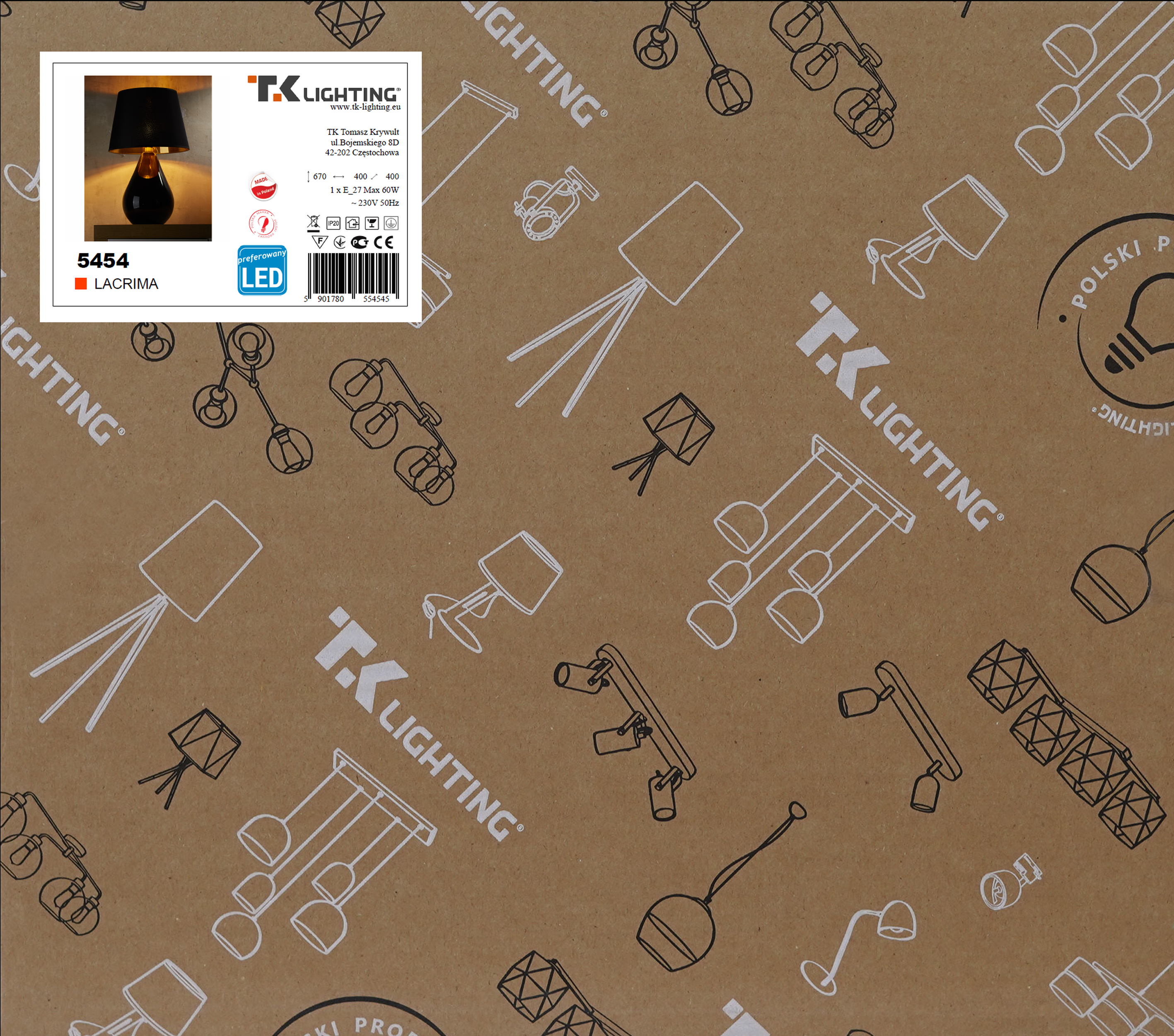 Lampka stołowa Lacrima czarna E27 TK Lighting - 5