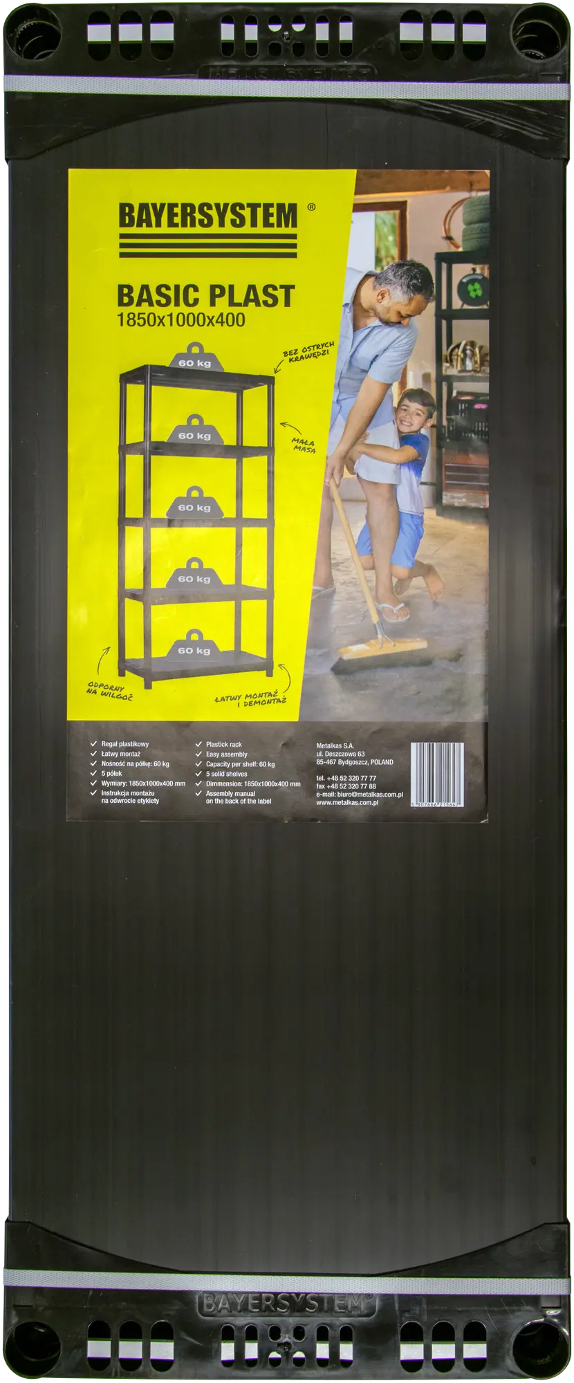 Regał plastikowy Basic Plast Plus 60 kg 185 x 100 x 40 cm Bayersystem - 2