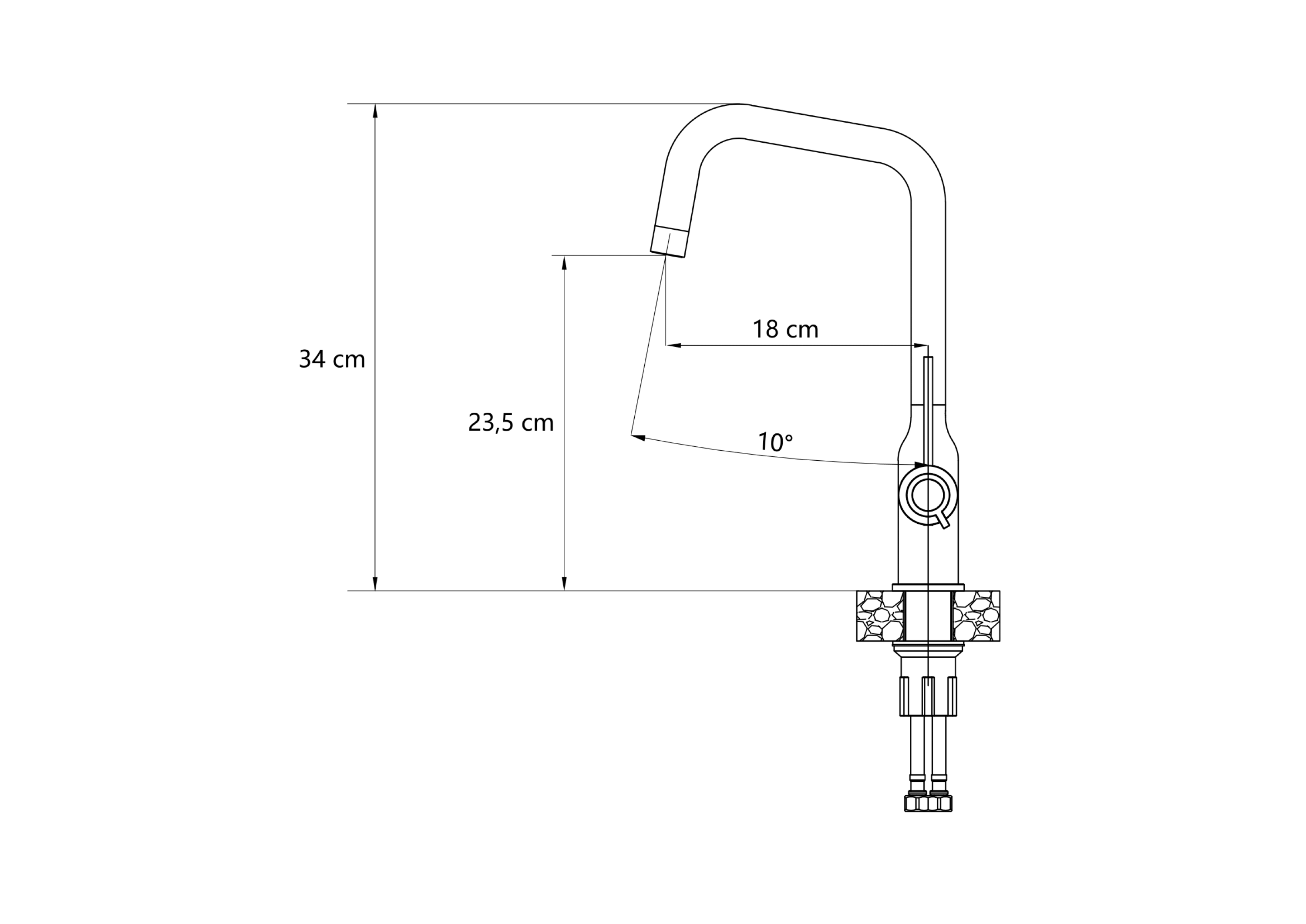 Bateria kuchenna Natalie Stal wylewka U 34 cm Quadron - 14