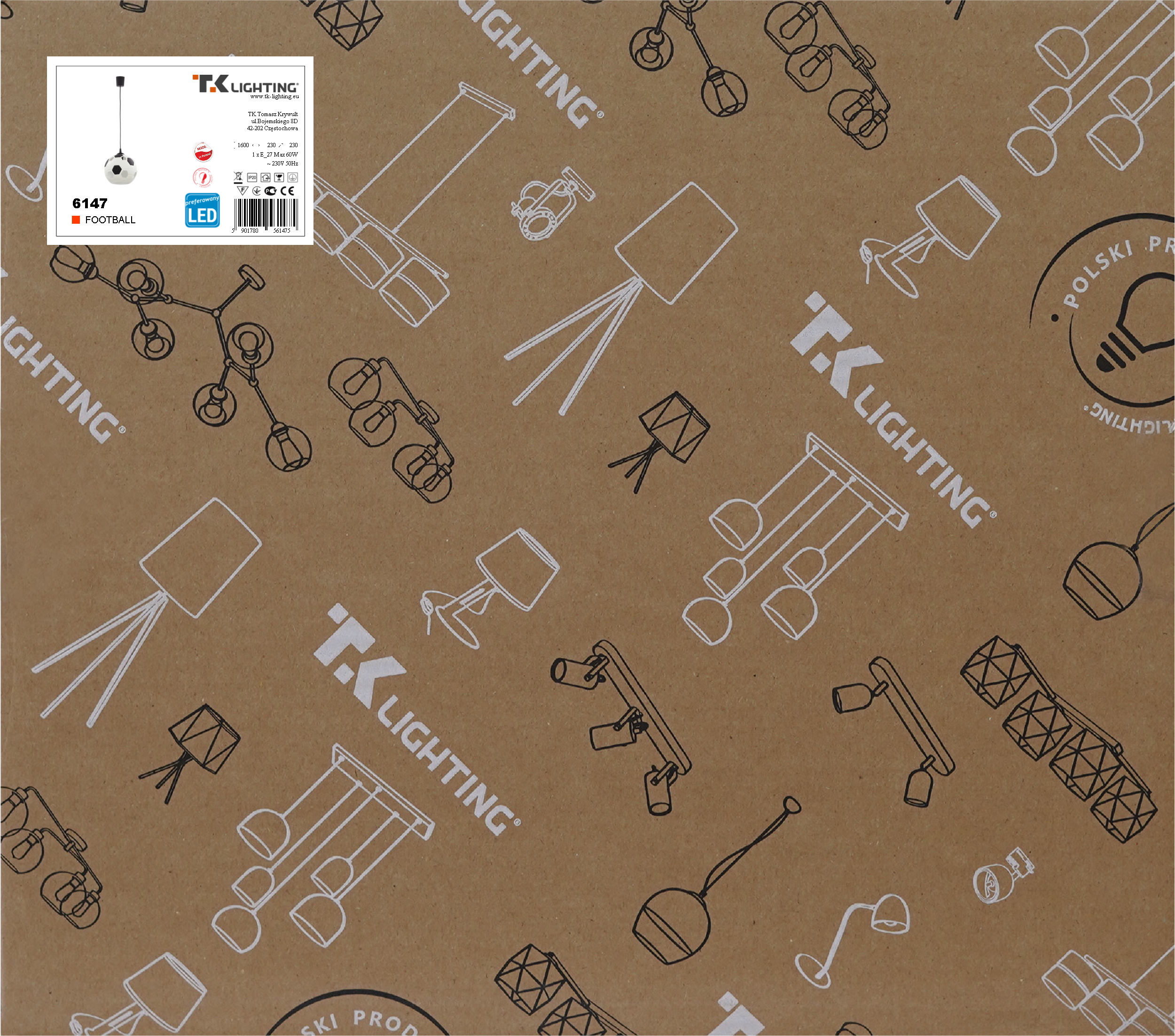 Lampa wisząca Football piłka nożna E27 TK Lighting - 9