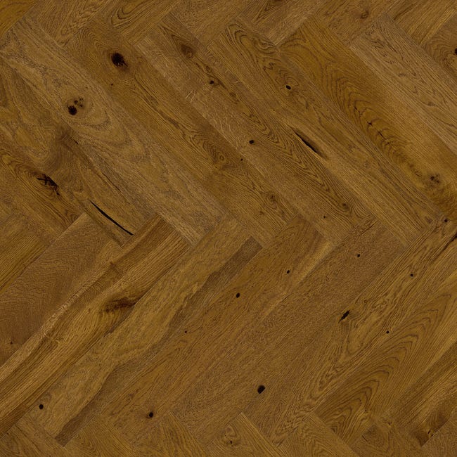 Podloga drewniana deska trojwarstwowa jodelka klasyczna dab 1 lamelowa lakier cognac 14 mm barlinek 83006267