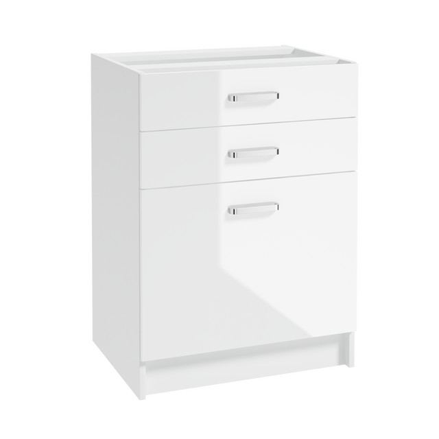 Szafka kuchenna stojąca 3 szuflady First 60 cm kolor biały/srebrny Defra