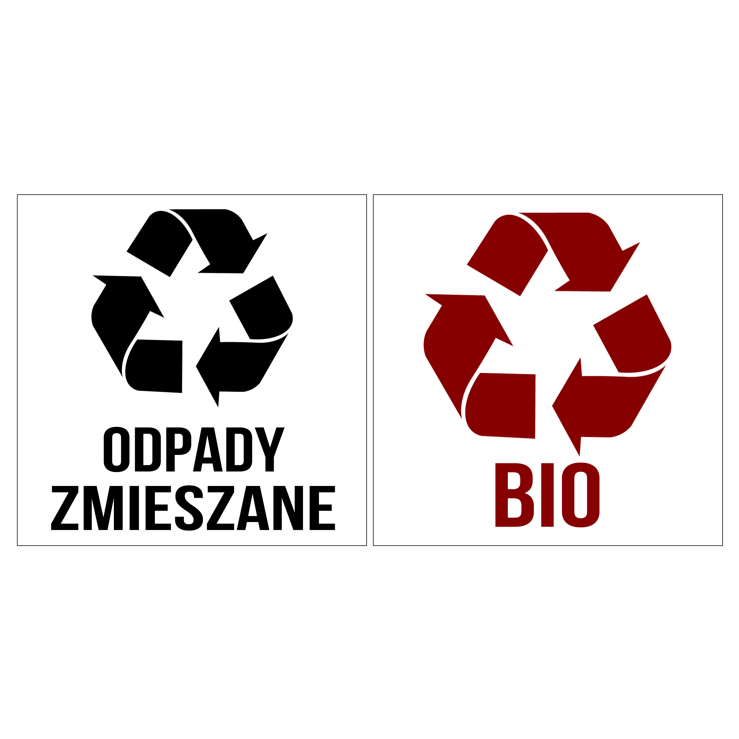 Naklejka 'odpady zmieszane i BIO' 15x15 cm