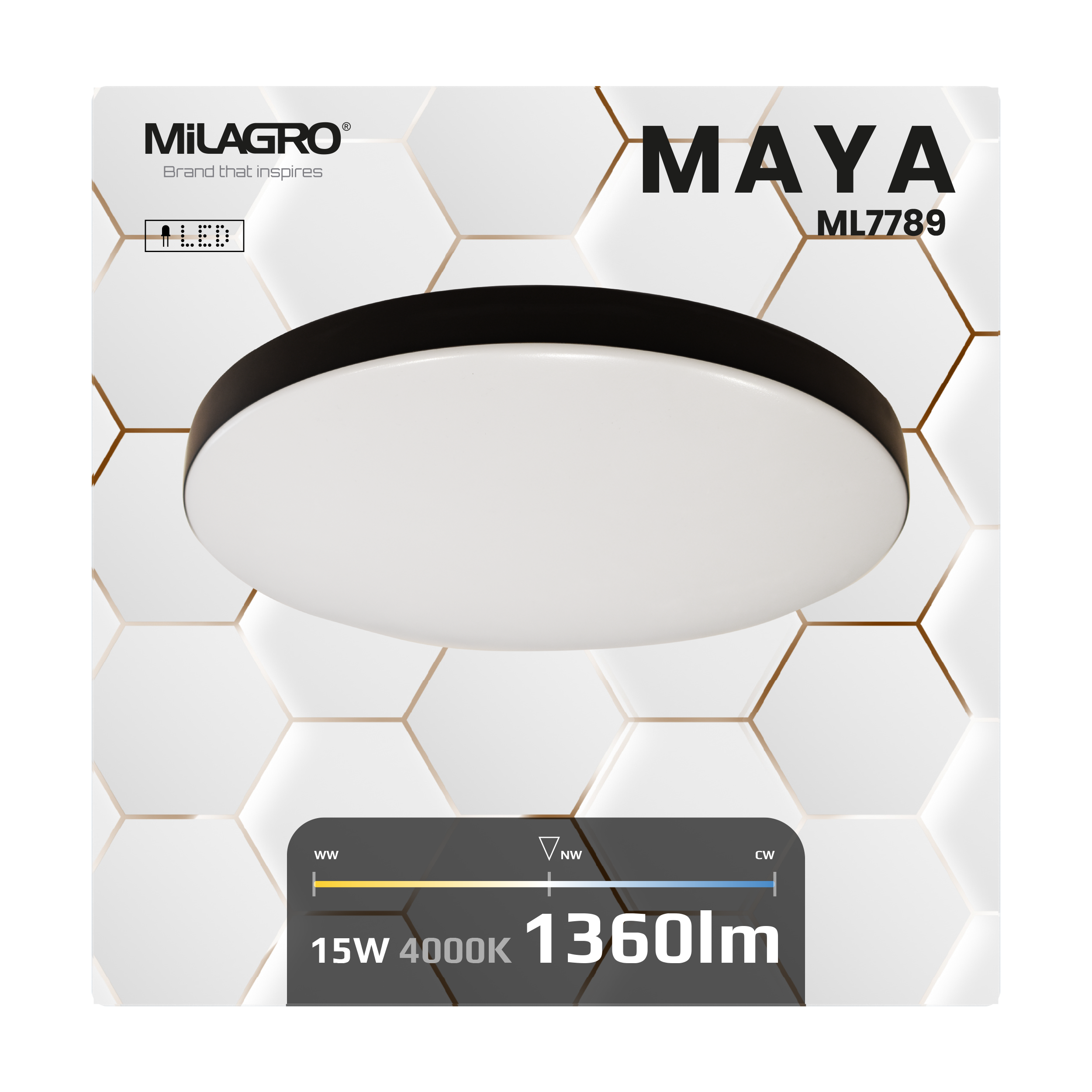 Plafon Maya IP44 33 cm czarny 1275 lm LED Eko-Light - 4