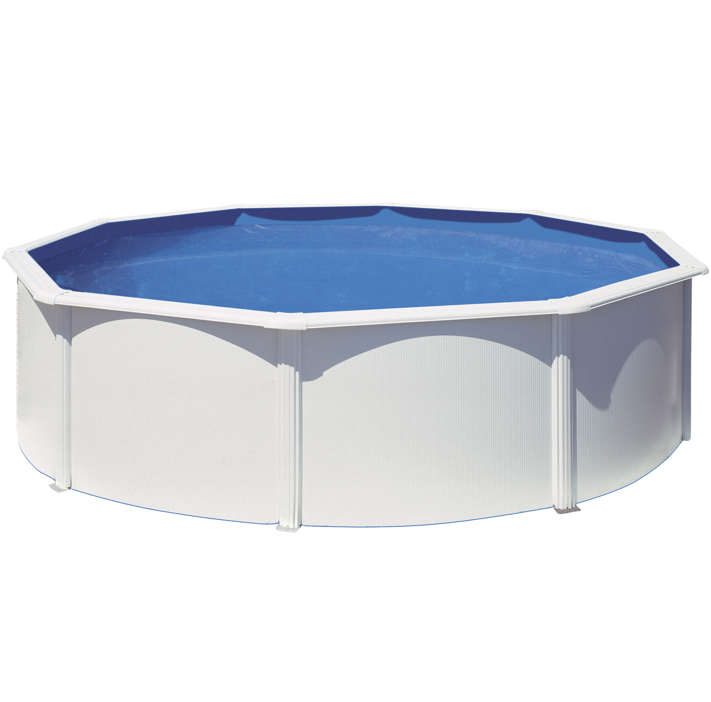 Piscina elevada de acero blanco redonda 4.6x4.6x1.2 m con depuradora de arena y escalera de seguridad GRE - 2