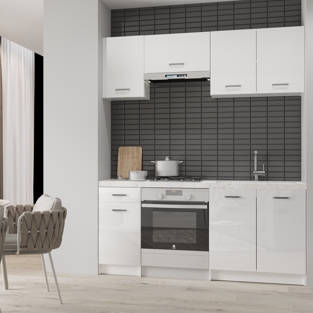 Zestaw mebli kuchennych First 5 el. 180 cm kolor biały/srebrny Defra