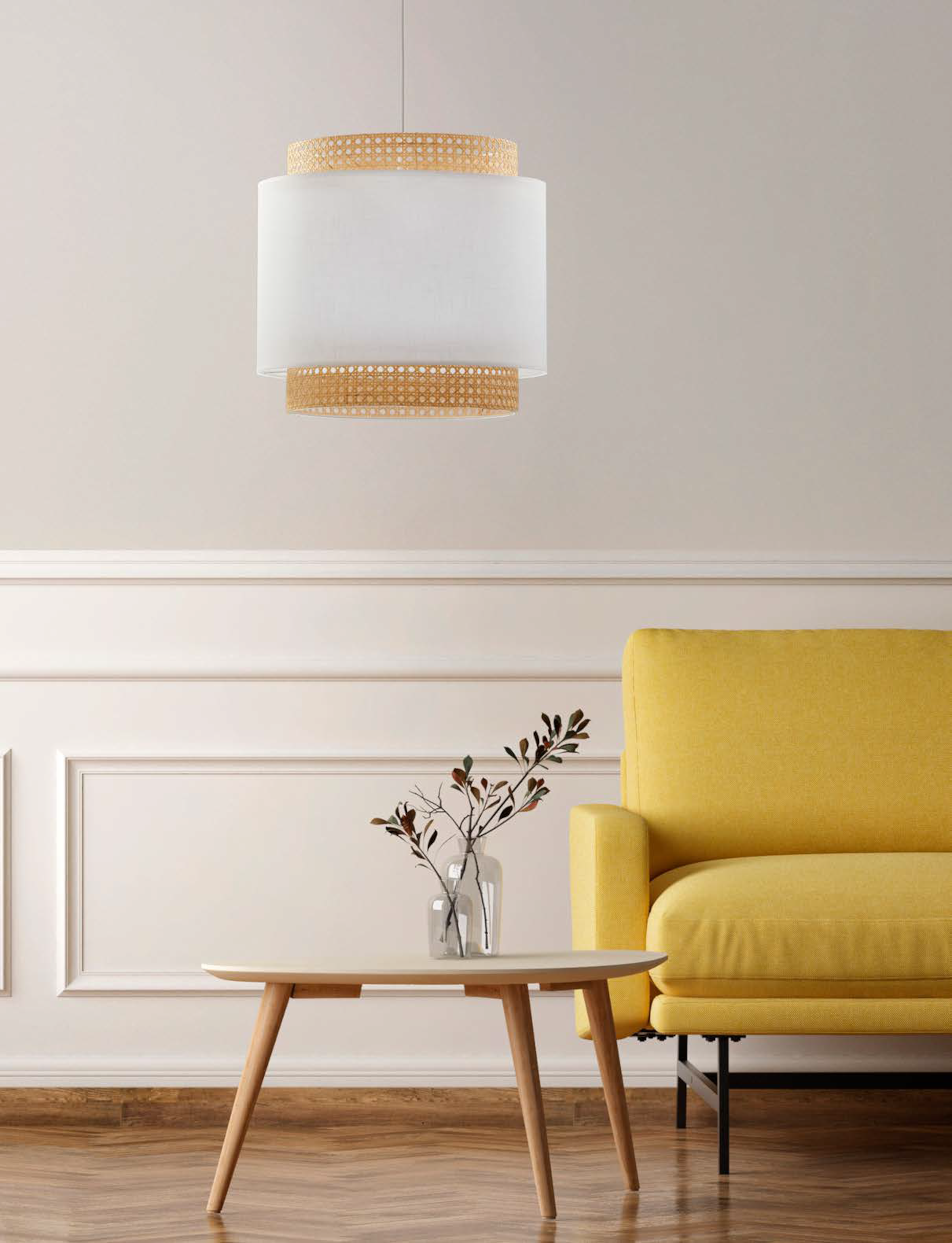 Lampa wisząca Boho biała z rattanem E27 TK Lighting - 3