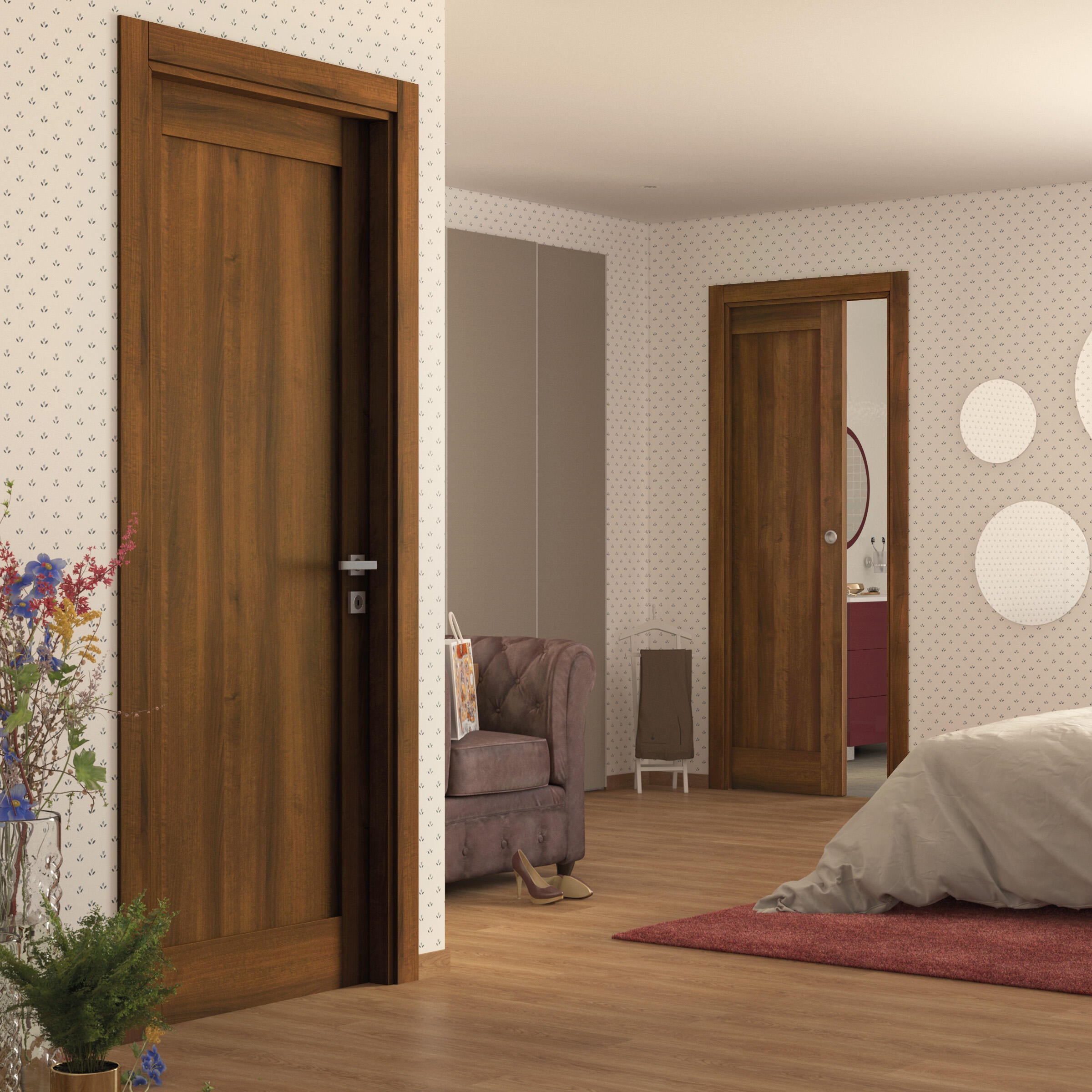 Porta scorrevole Sargas noce L 70 x H 210 cm reversibile - 2