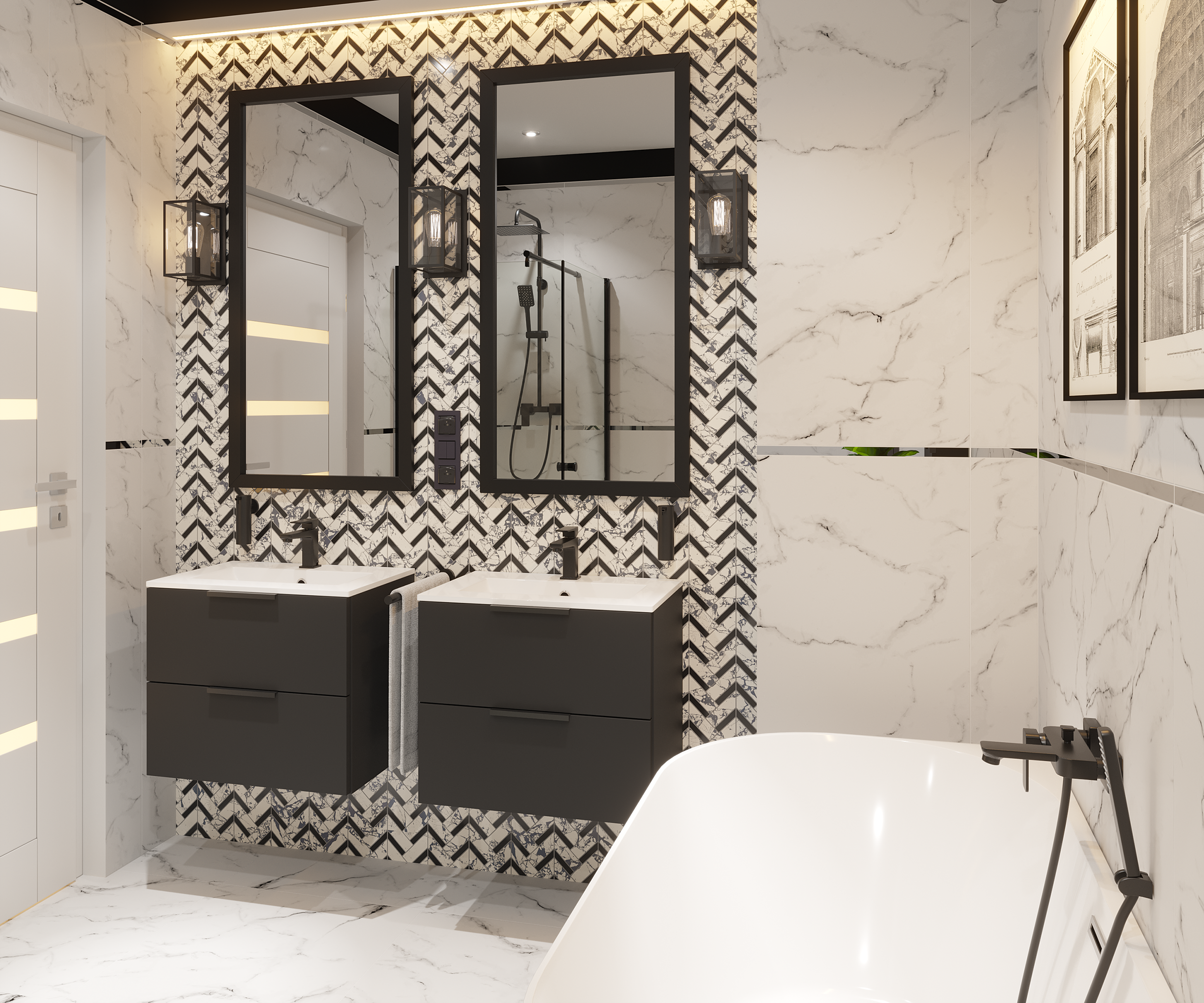 Ramka potrójna ROSA Czarny POLMARK - 6