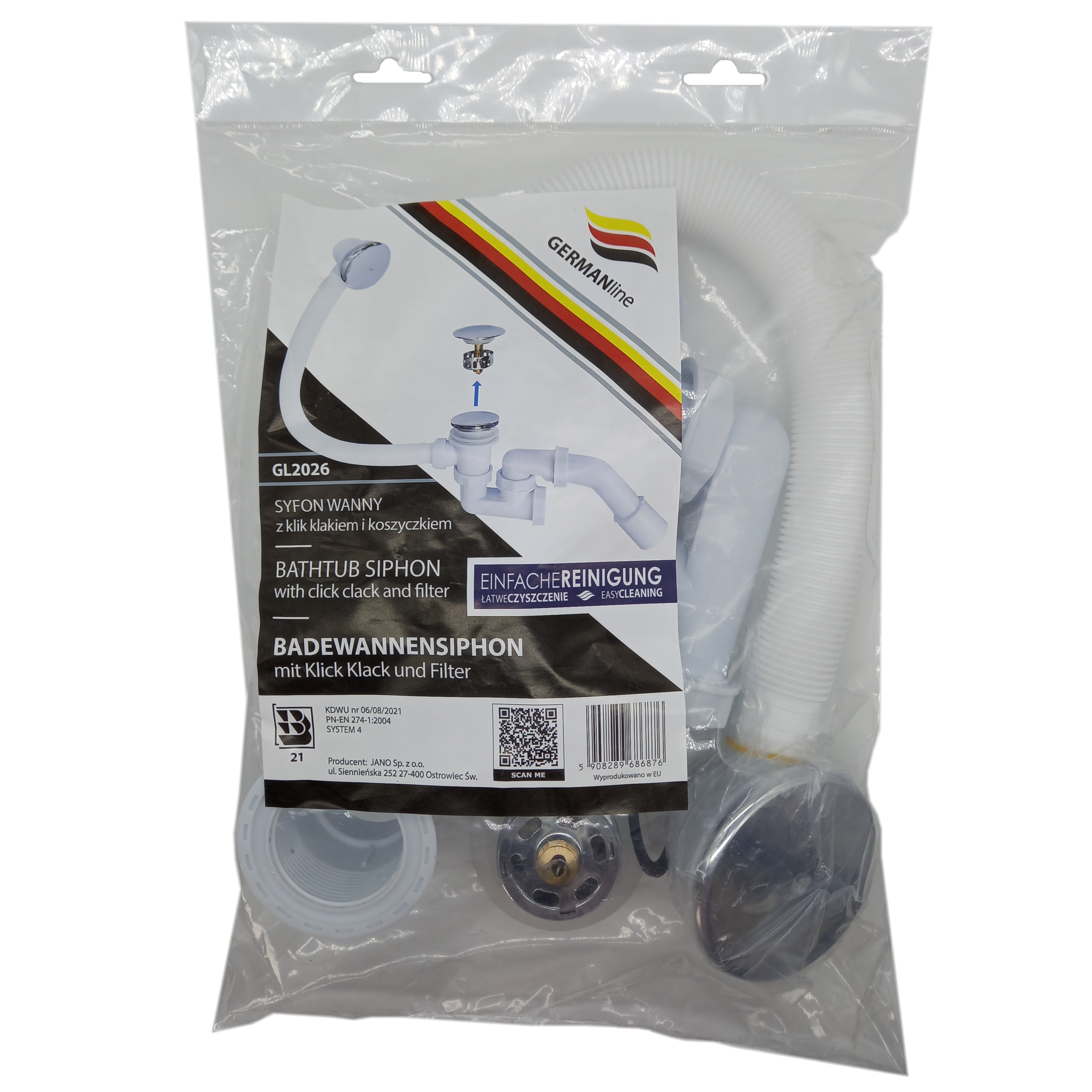 Syfon wanny KLIK-KLAK GL2026 chrom GERMANLINE - 2