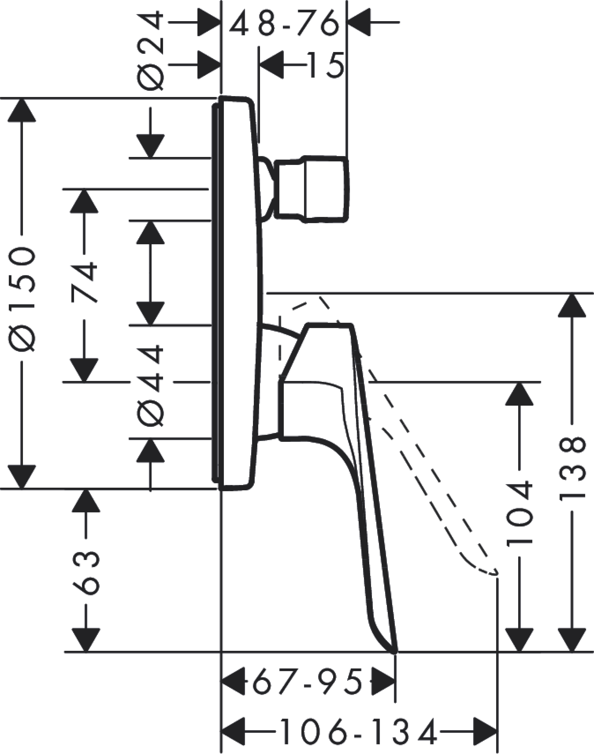 Bateria podtynkowa prysznicowa Logis E Hansgrohe - 2