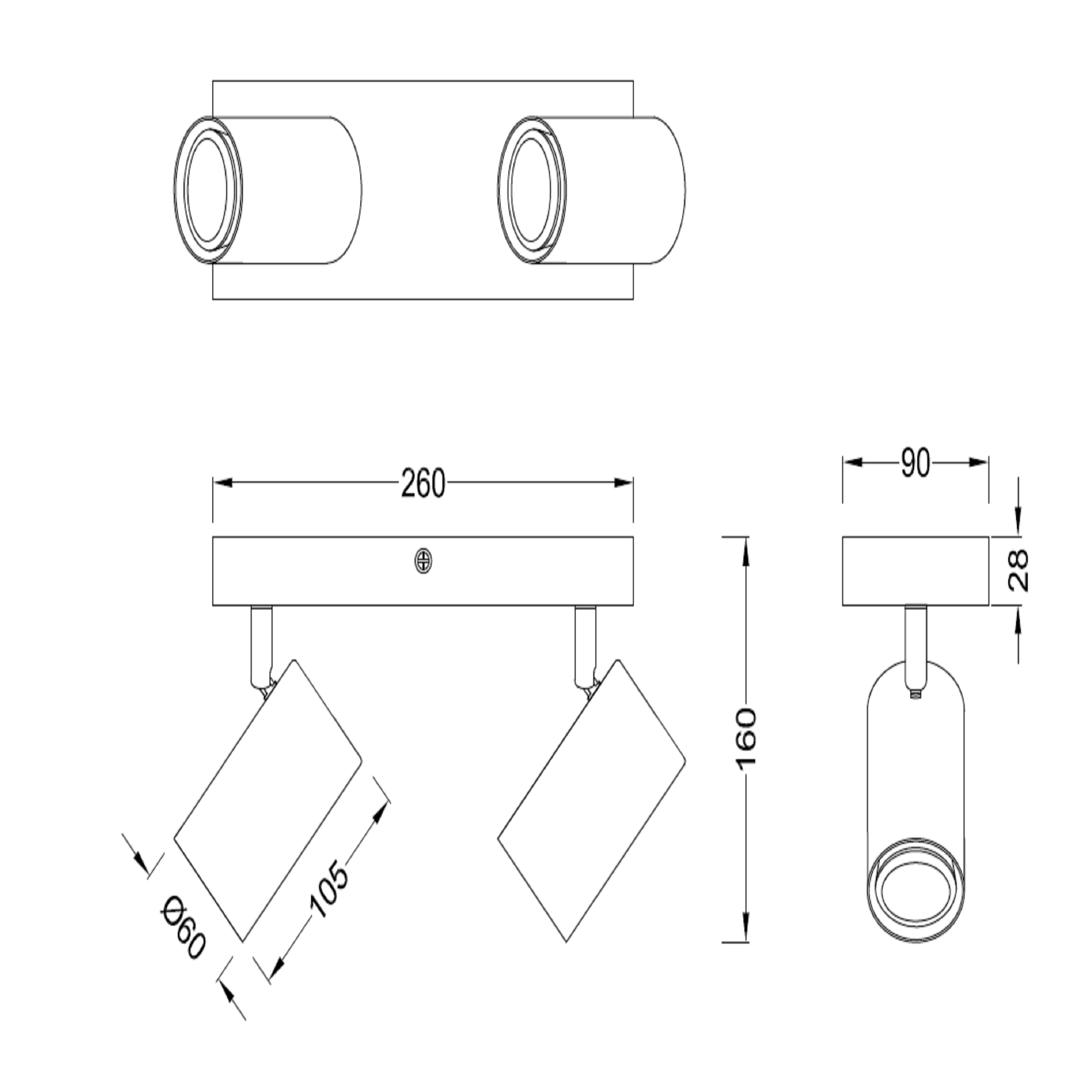 Listwa reflektorowa Marley biała z drewnem GU10 Trio - 3