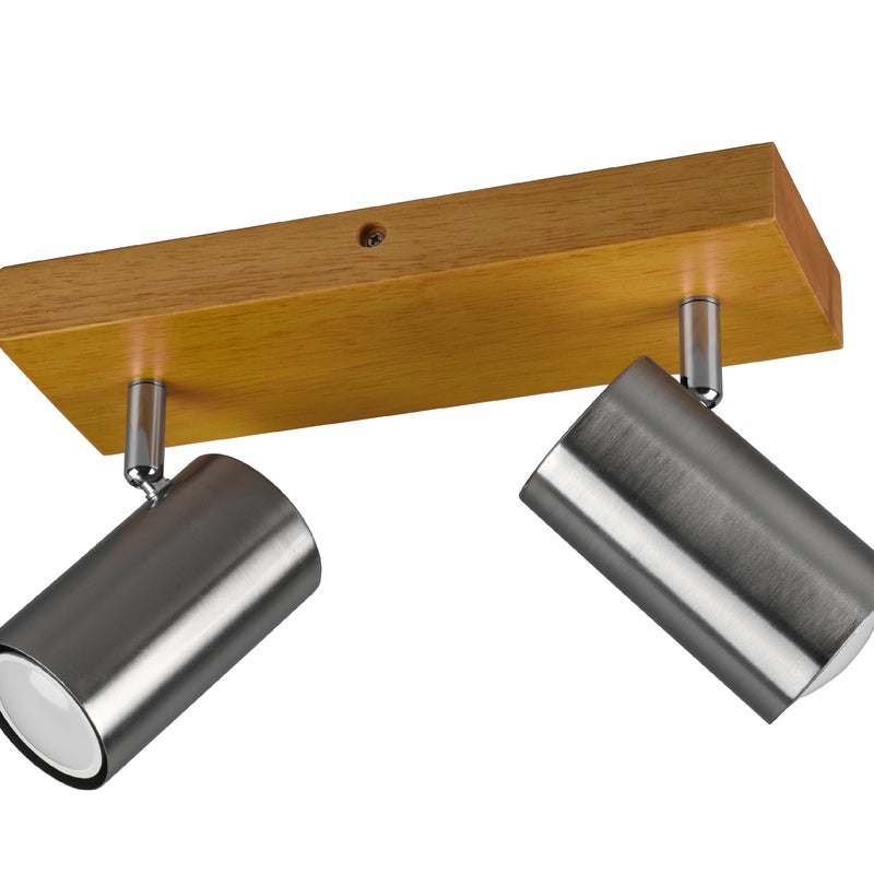 Listwa reflektorowa Marley srebrna z drewnem 2 x GU10 Trio