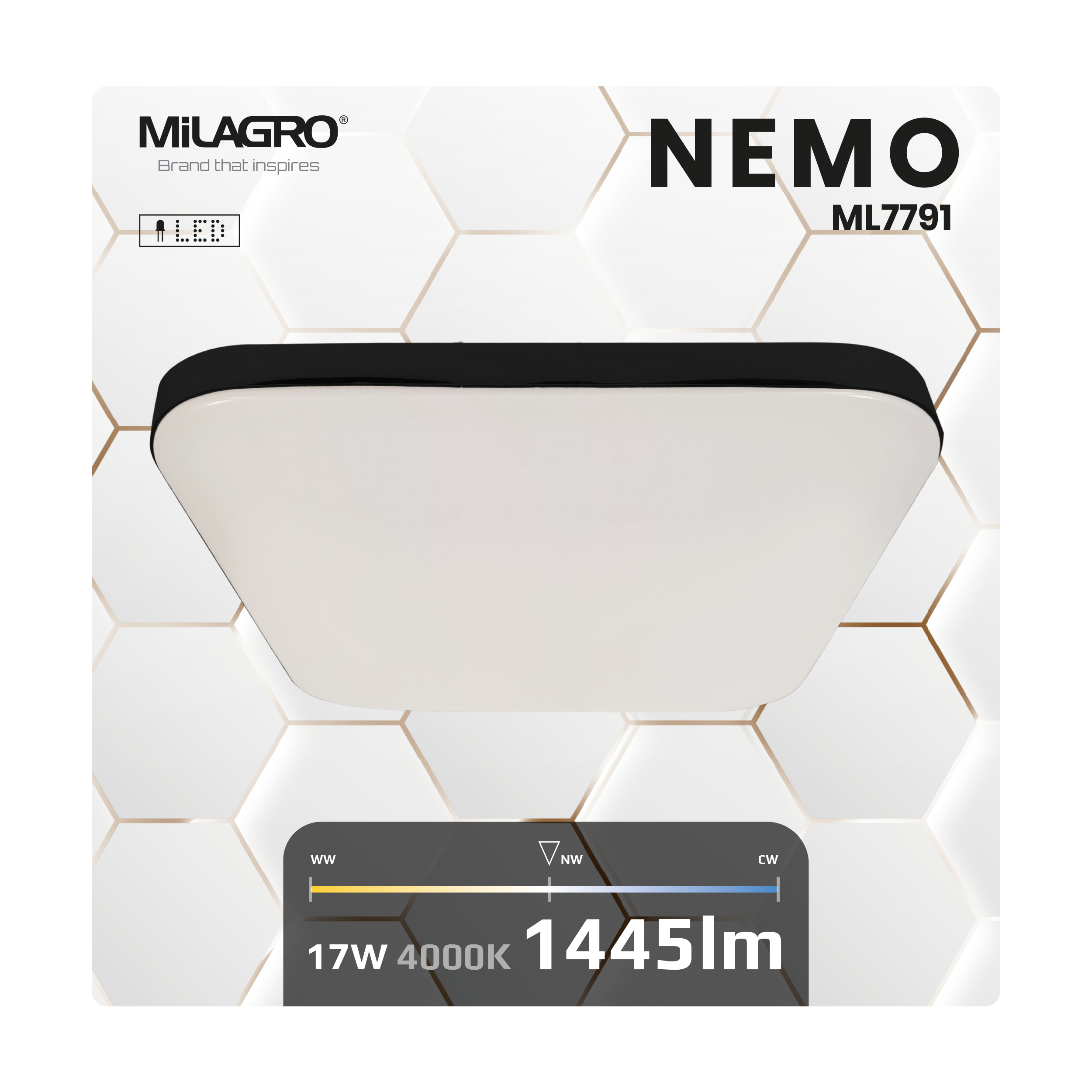 Plafon Nemo IP44 33 cm czarny 1530 lm LED Eko-Light - 4