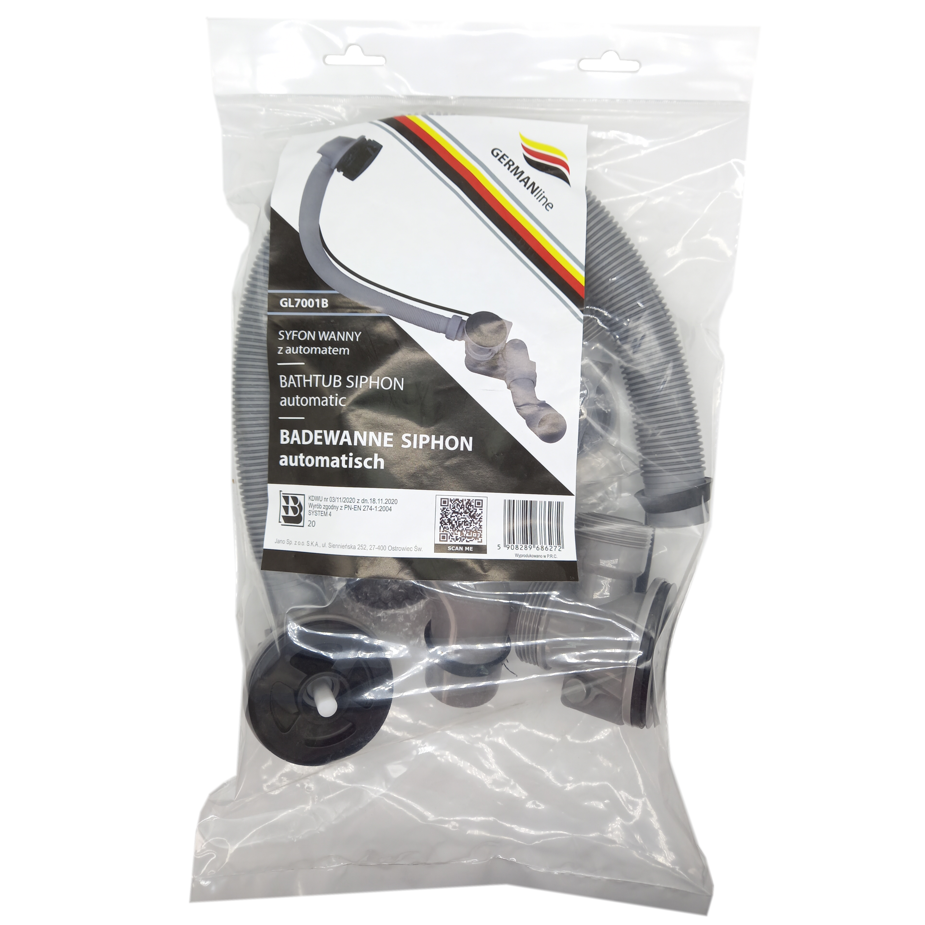 Syfon wanny automat GL7001B czarny GERMANLINE - 2